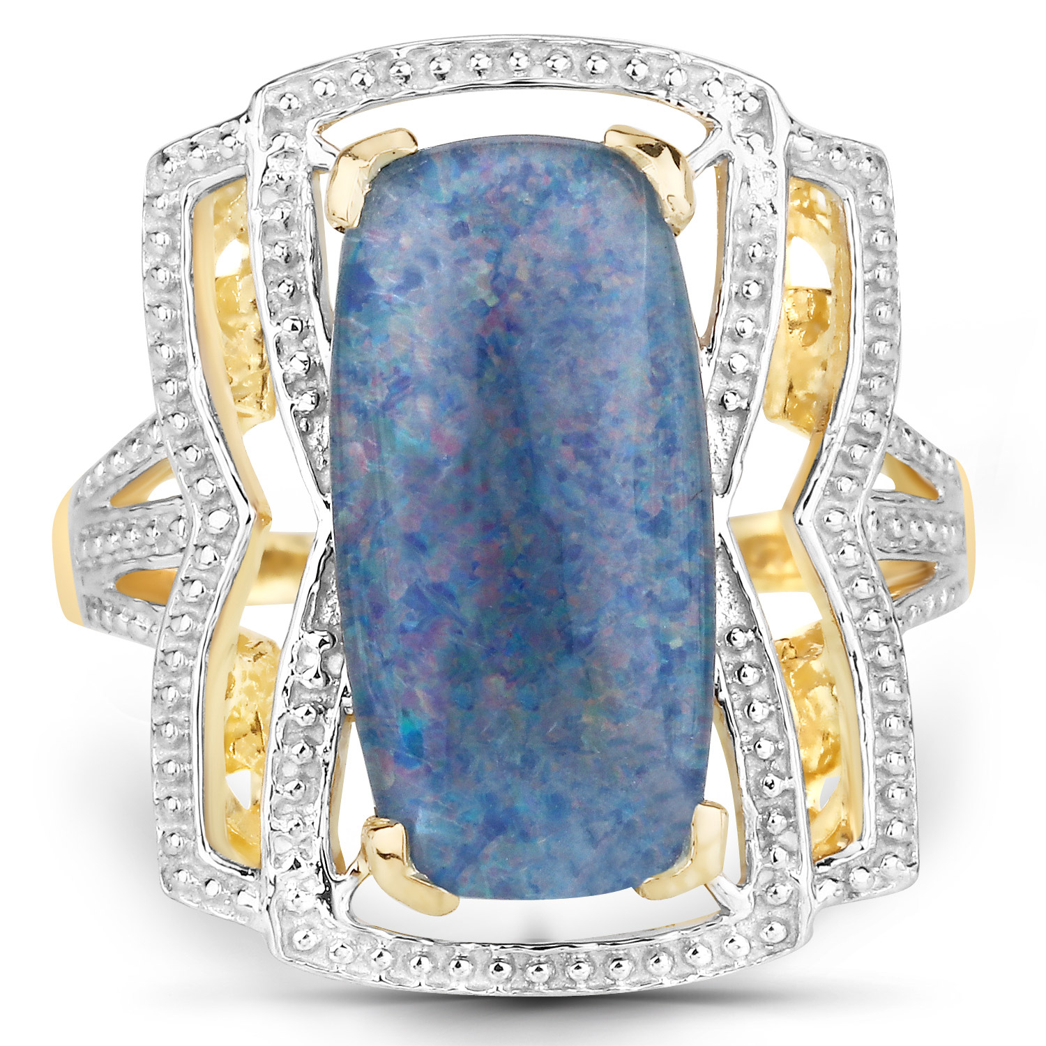 4.10 Carat Genuine Opal .925 Sterling Silver Ring