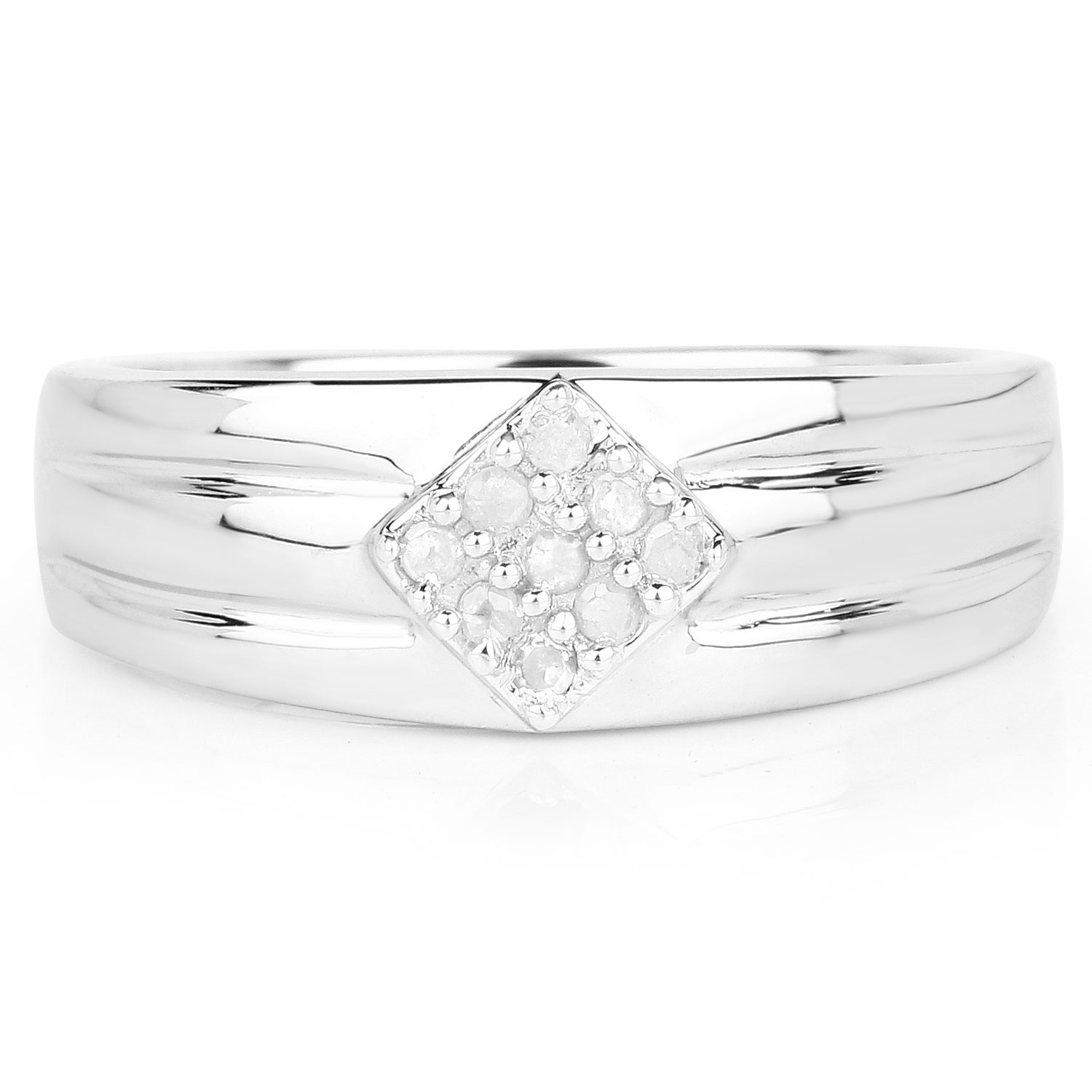 0.14 Carat Genuine White Diamond .925 Sterling Silver Ring