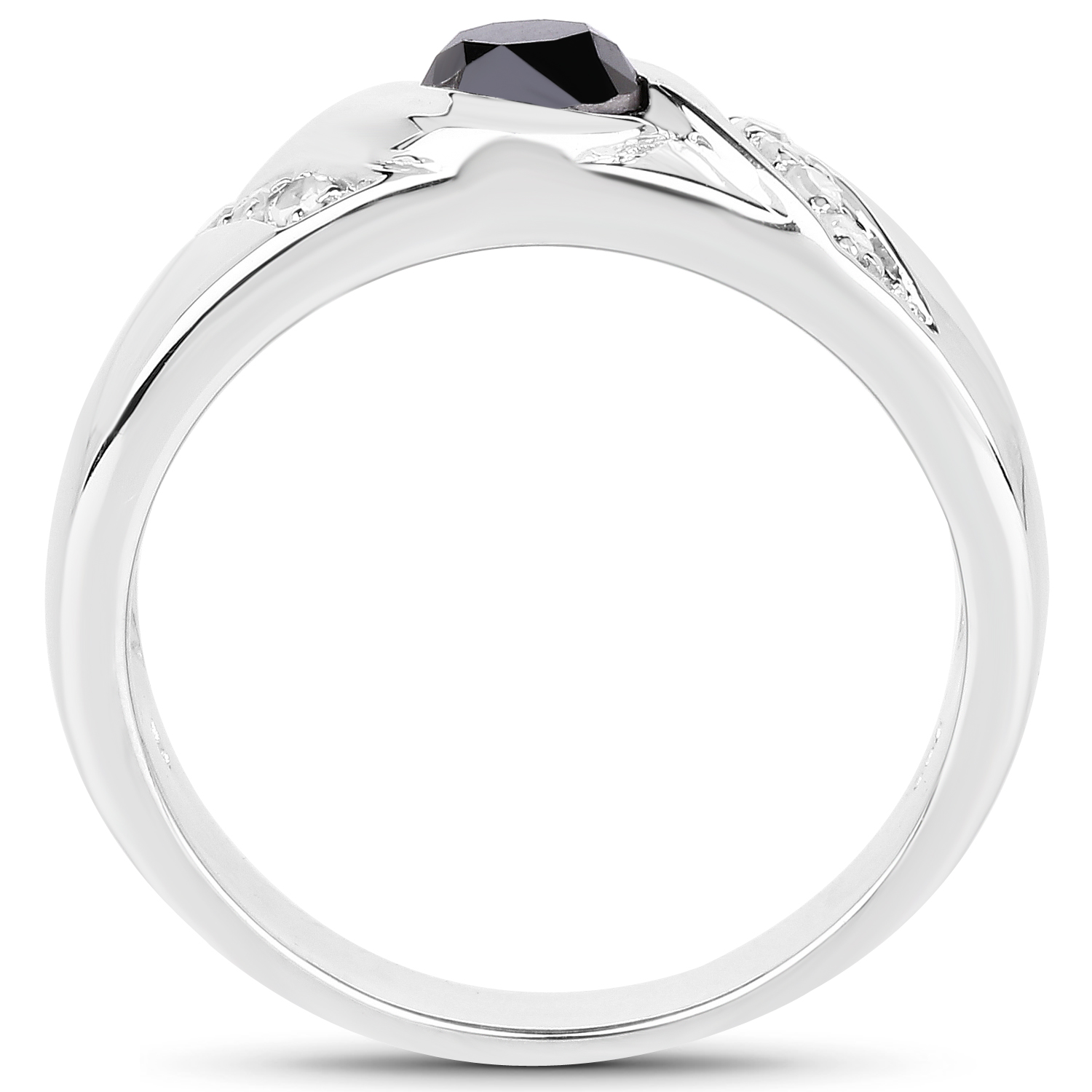 0.62 Carat Genuine Black Diamond and White Diamond .925 Sterling Silver Ring