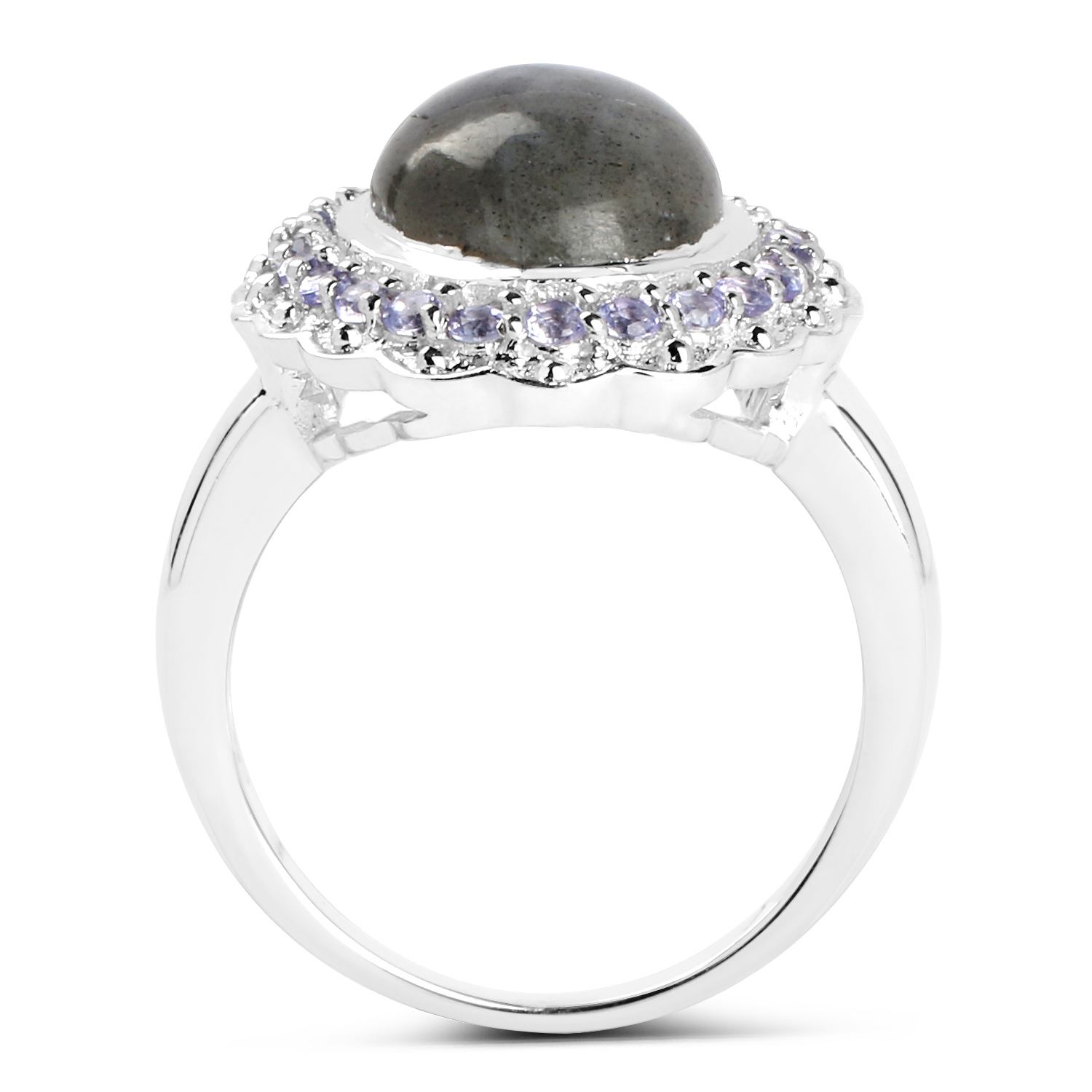 6.56 Carat Genuine Labradorite & Tanzanite .925 Sterling Silver Ring