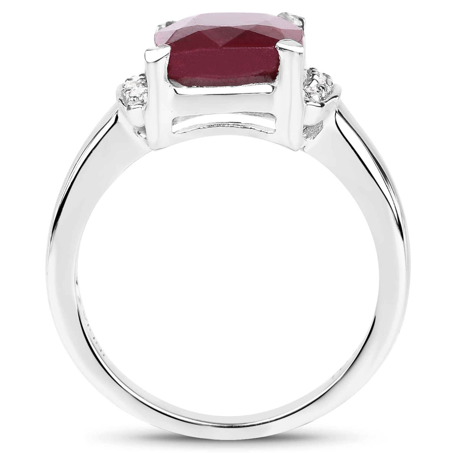 4.05 Carat Dyed Ruby and White Topaz .925 Sterling Silver Ring