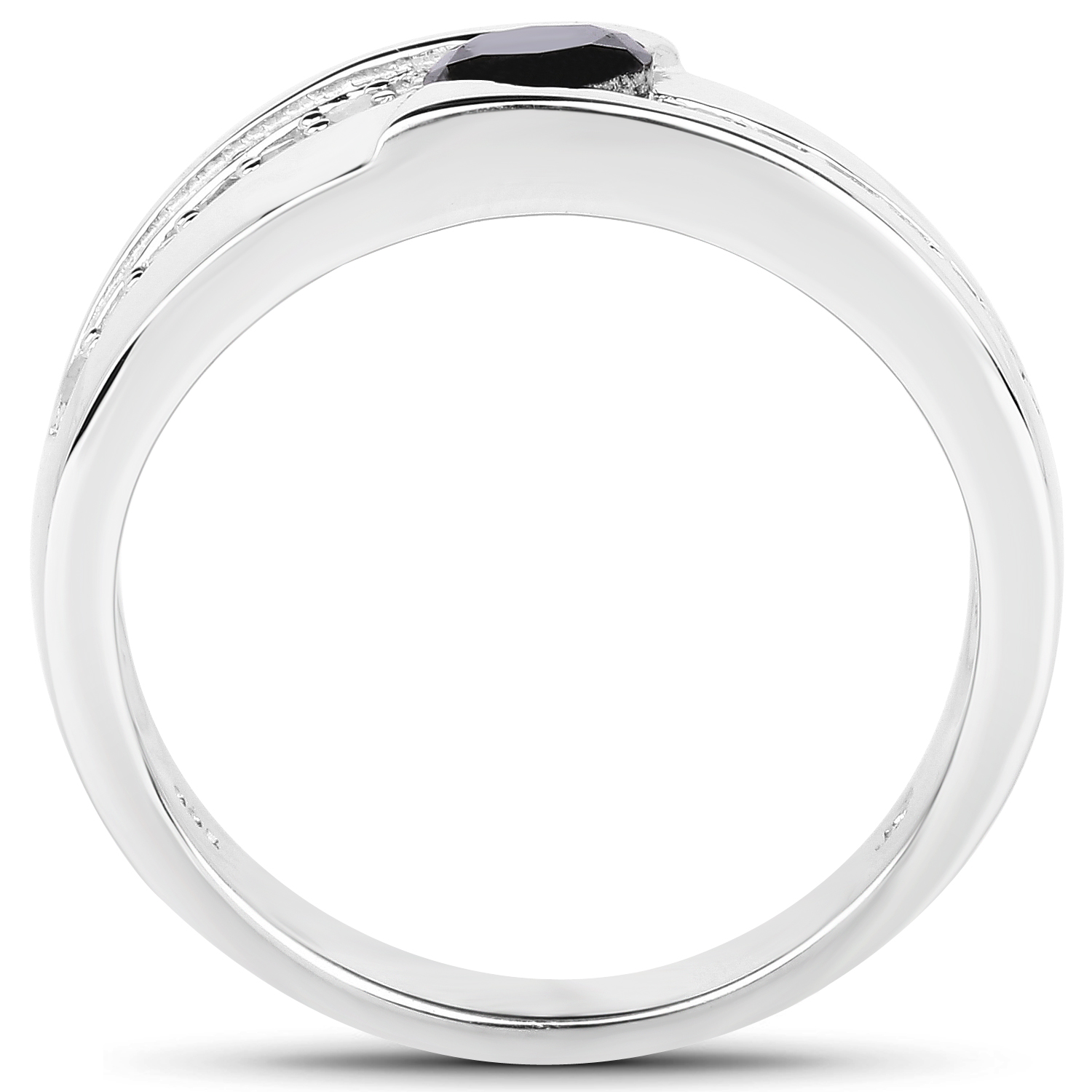 0.68 Carat Genuine Black Diamond and White Diamond .925 Sterling Silver Ring