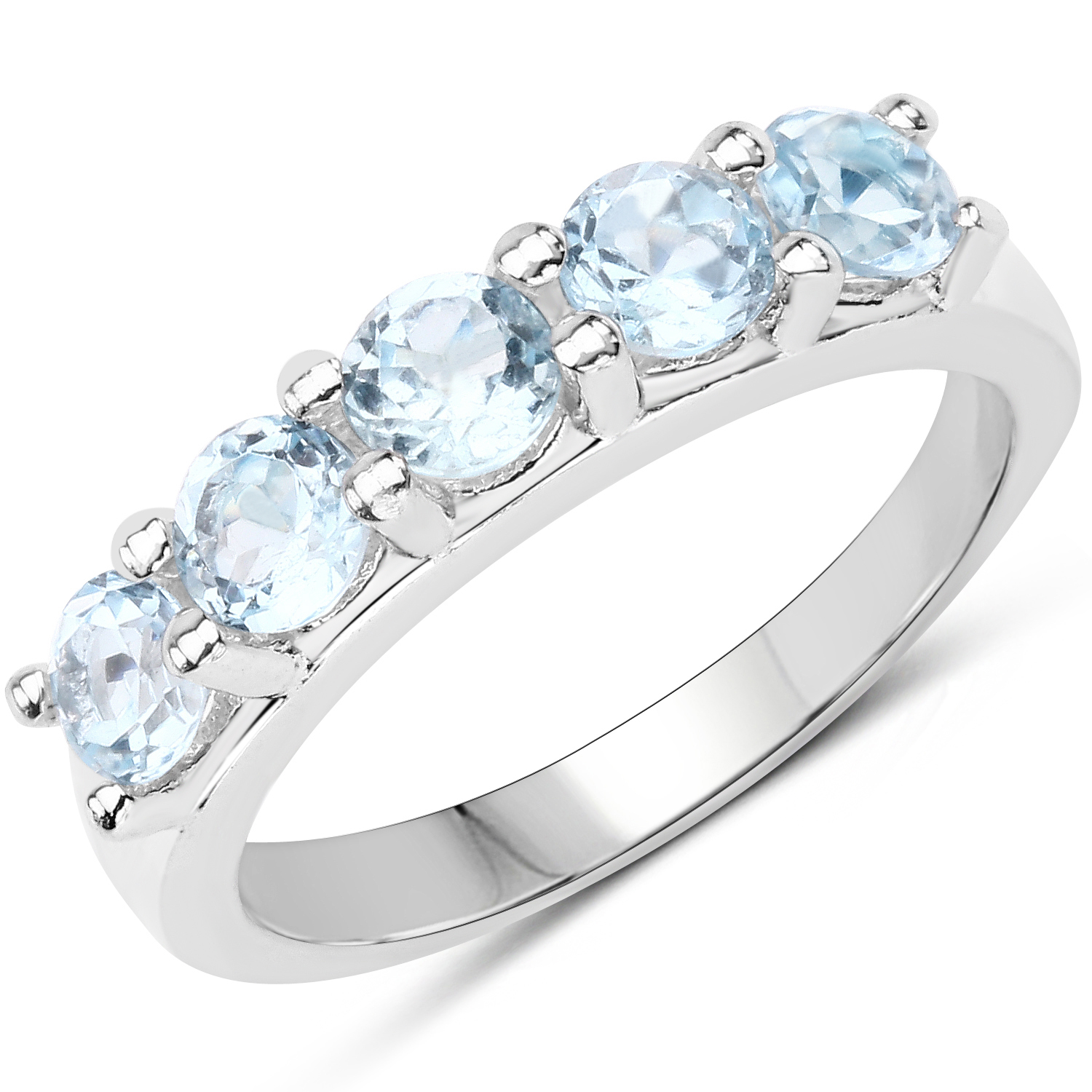 1.60 ct Round Cut Created Blue Topaz & White CZ Wedding Band Engagement Bridal Ring Set 925 Sterling Silver Plated 