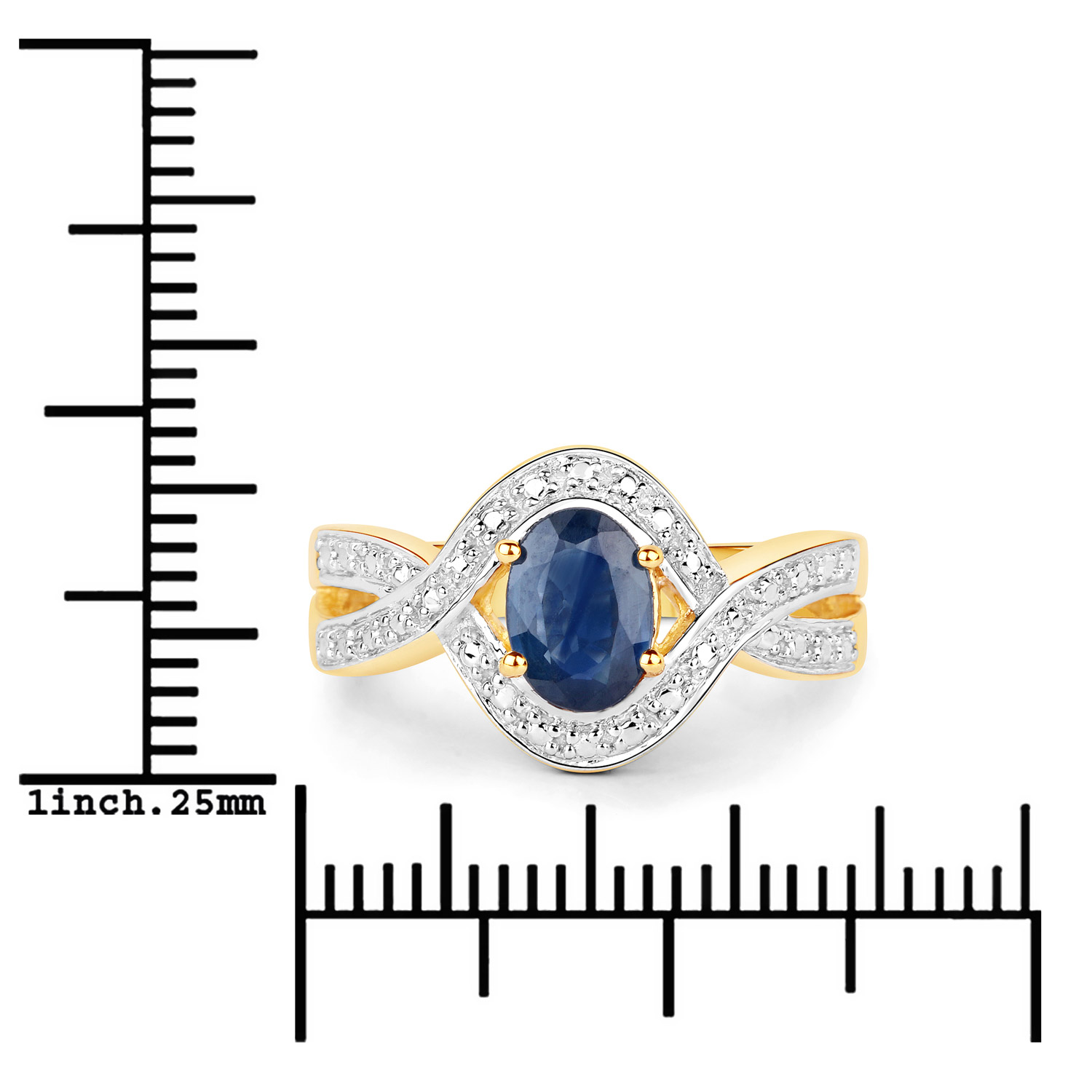 0.95 Carat Genuine Blue Sapphire .925 Sterling Silver Ring