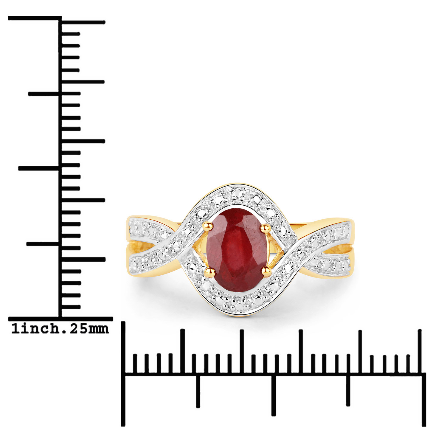 1.00 Carat Glass Filled Ruby .925 Sterling Silver Ring