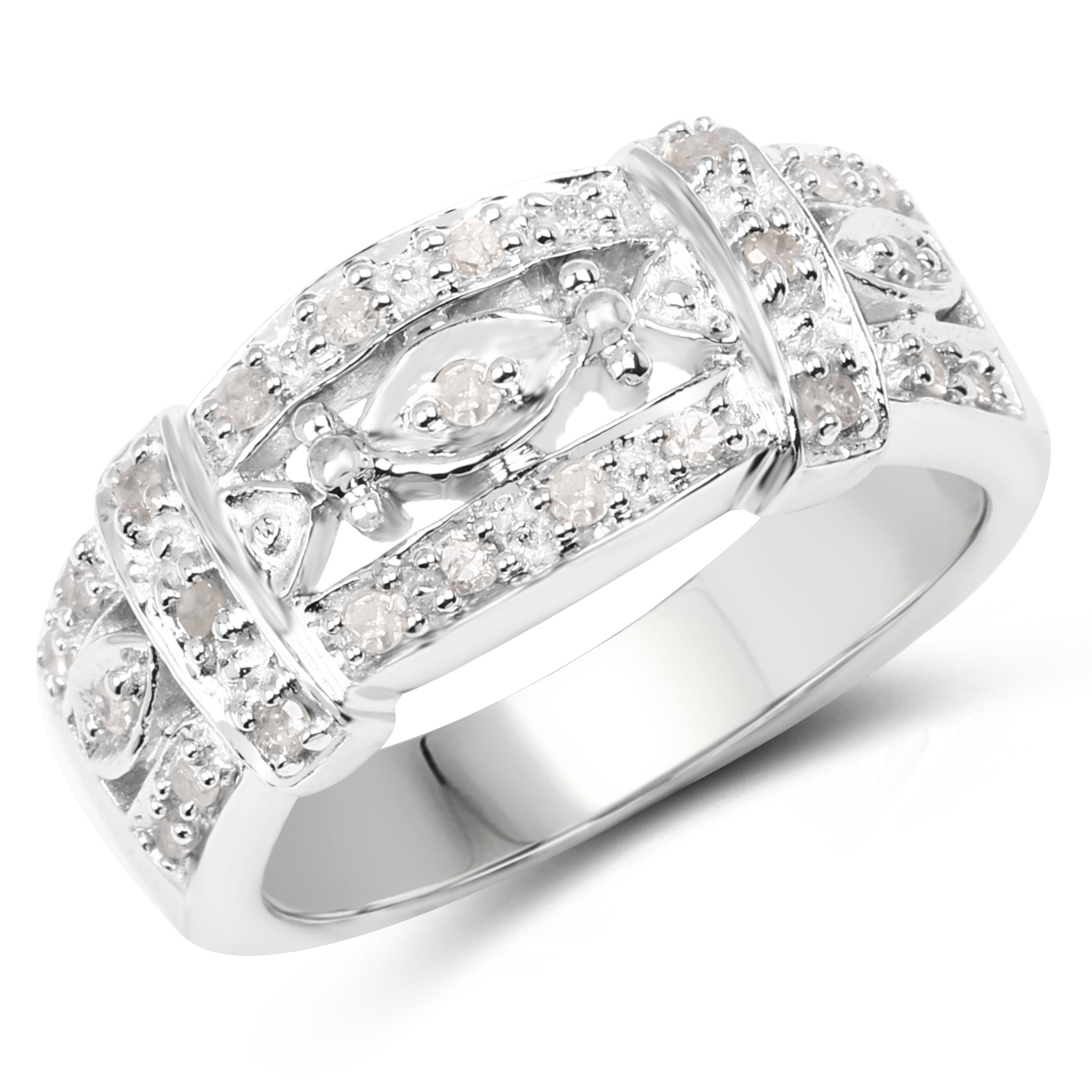 0.32 Carat Genuine White Diamond .925 Sterling Silver Ring