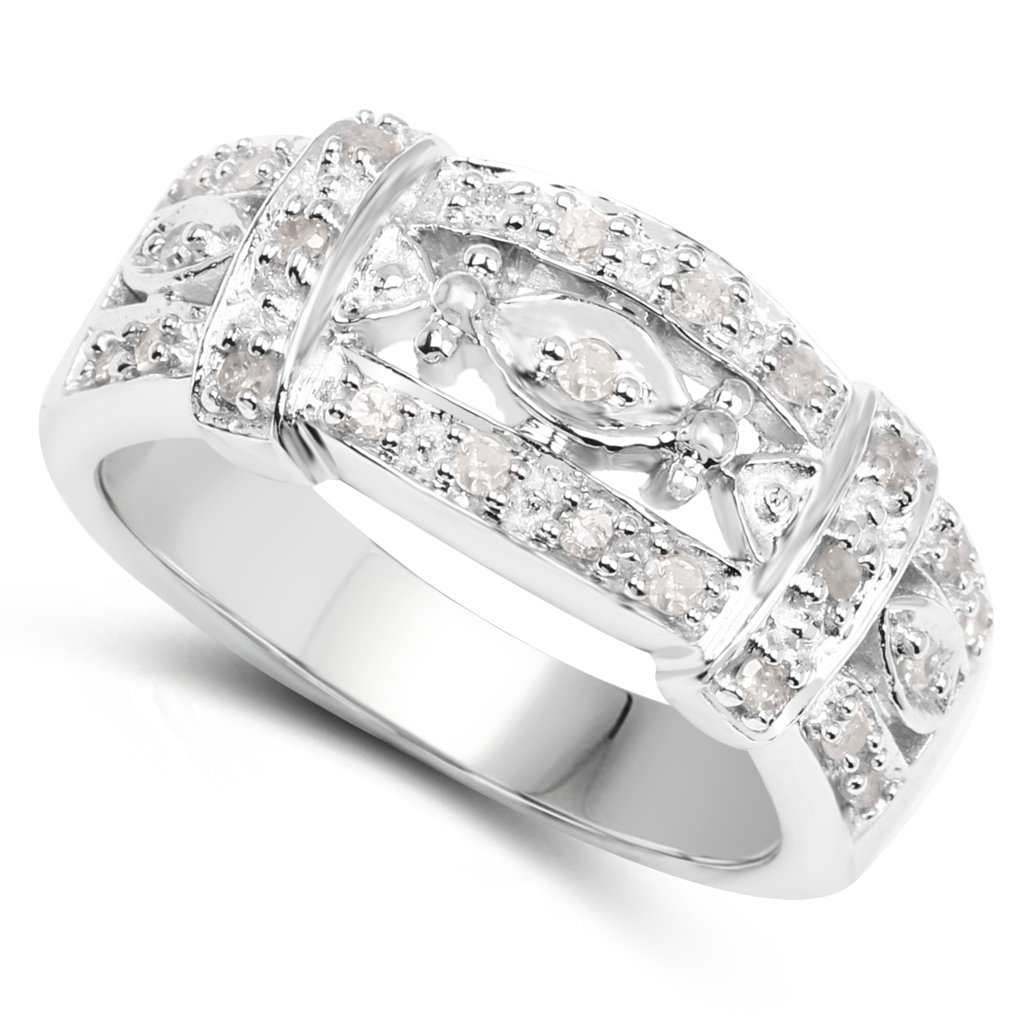 0.32 Carat Genuine White Diamond .925 Sterling Silver Ring