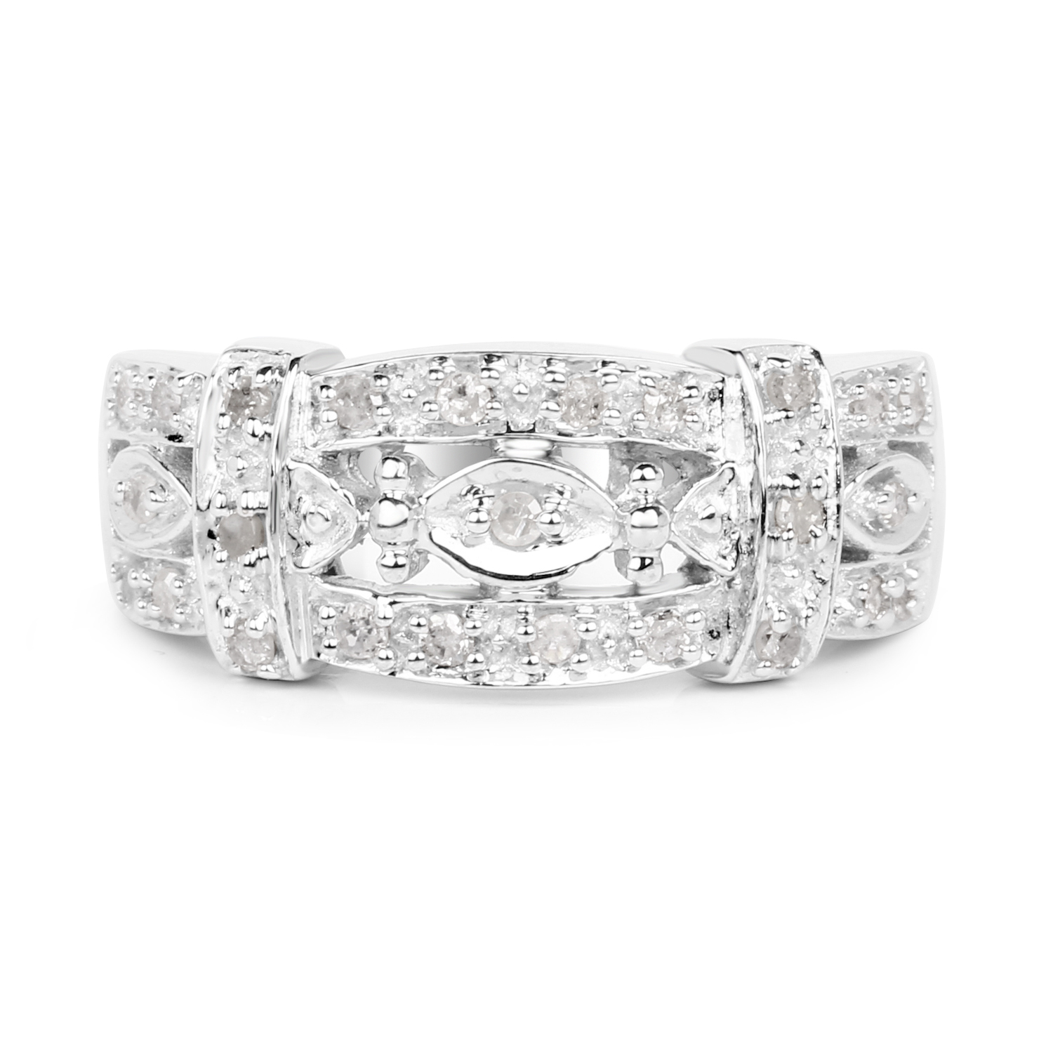 0.32 Carat Genuine White Diamond .925 Sterling Silver Ring