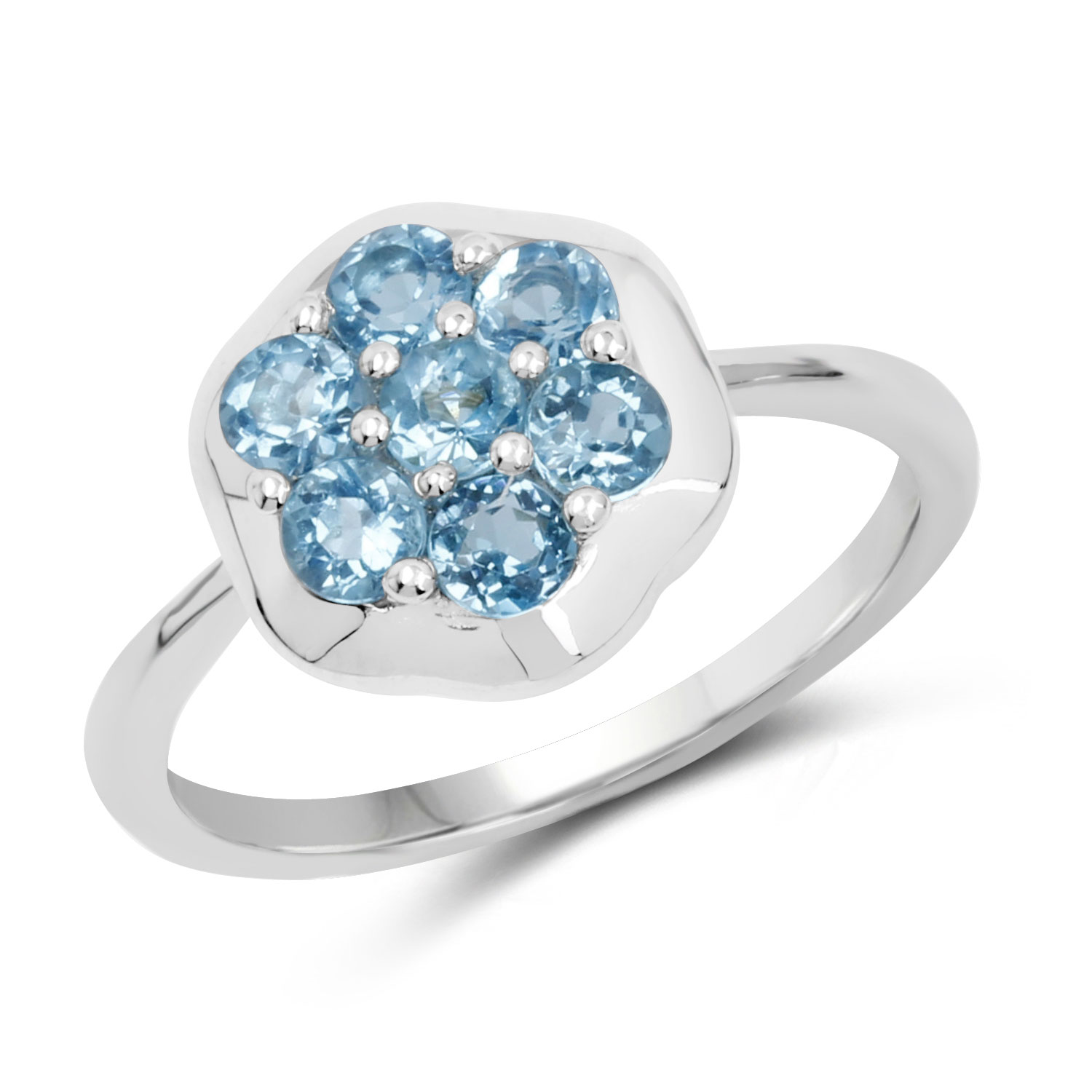 0.98 Carat Genuine Swiss Blue Topaz .925 Sterling Silver Ring