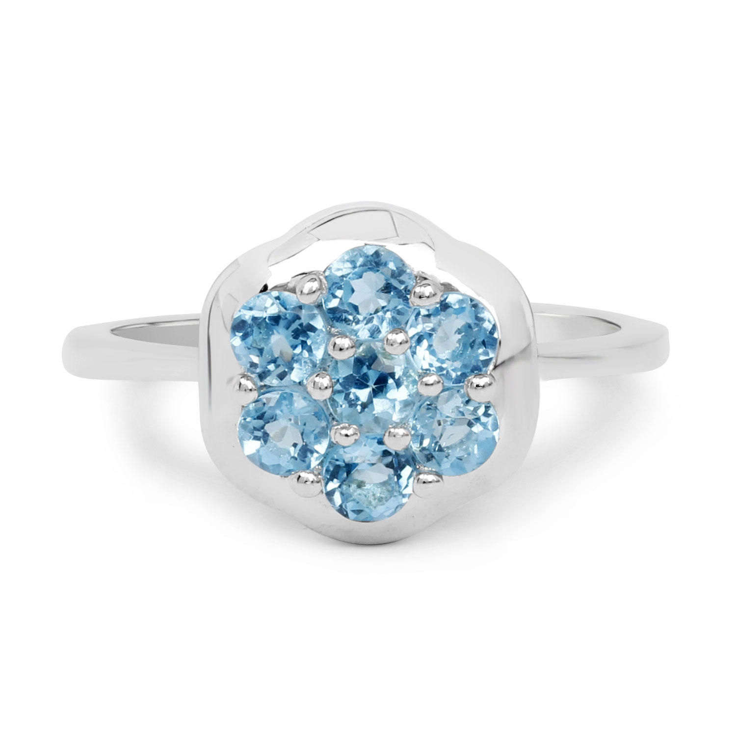 0.98 Carat Genuine Swiss Blue Topaz .925 Sterling Silver Ring