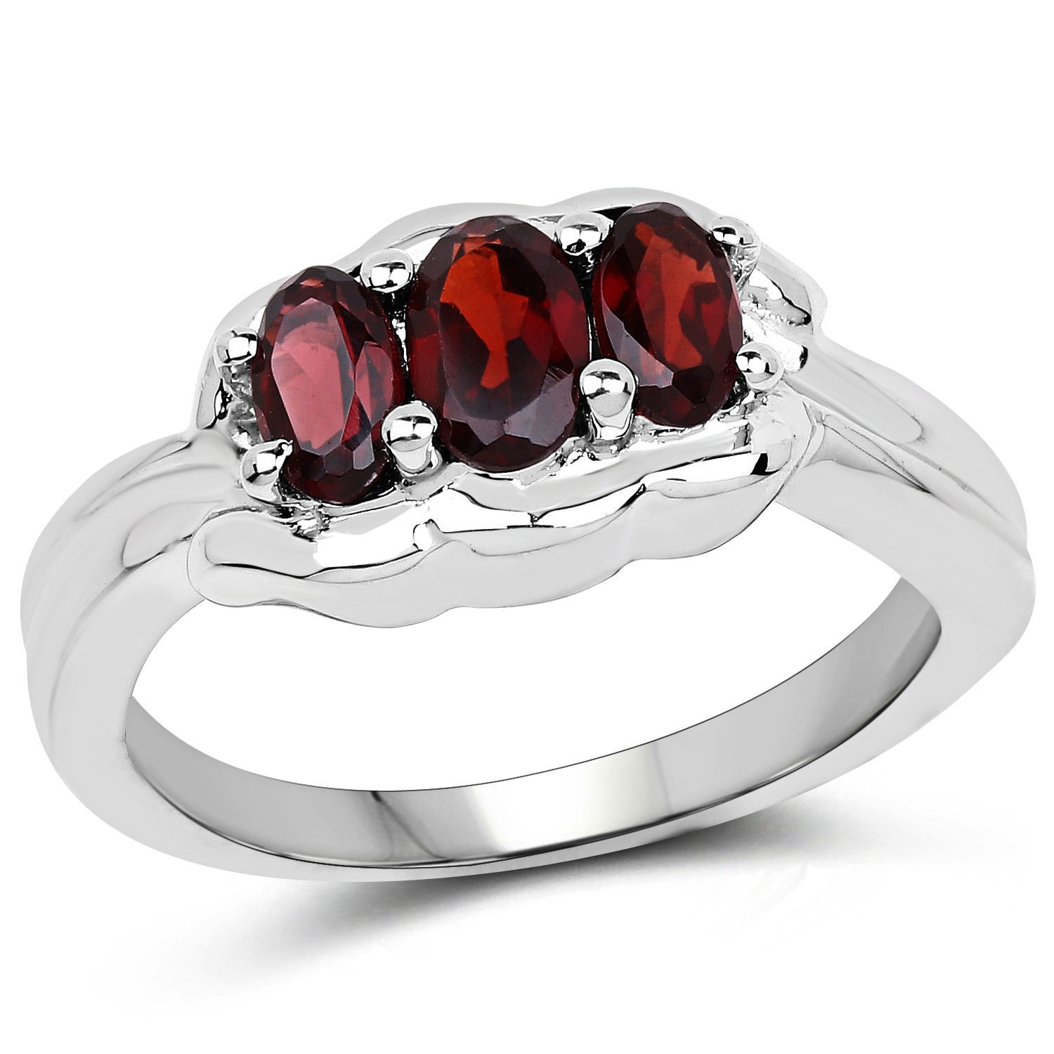 1.15 Carat Genuine Garnet .925 Sterling Silver Ring