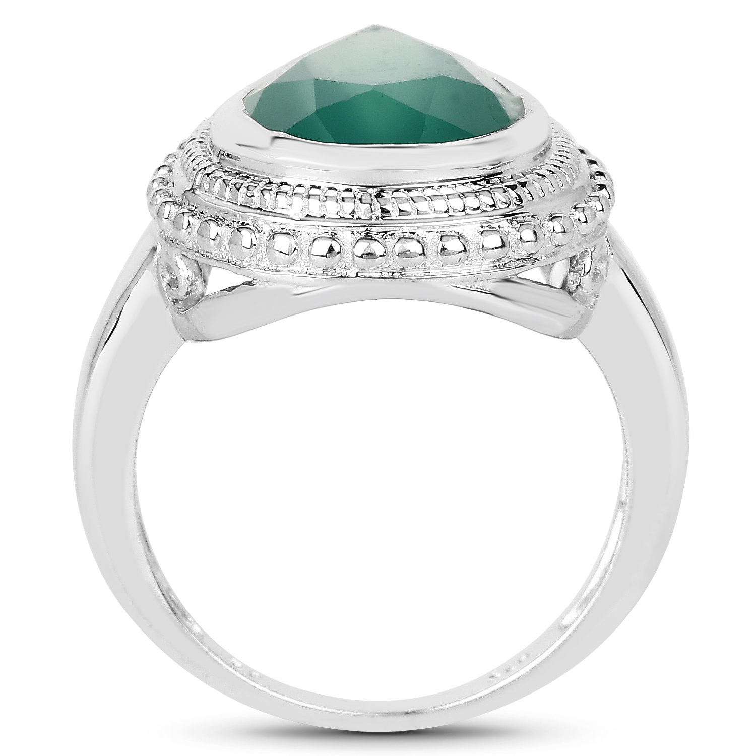 4.35 Carat Genuine Green Onyx .925 Sterling Silver Ring