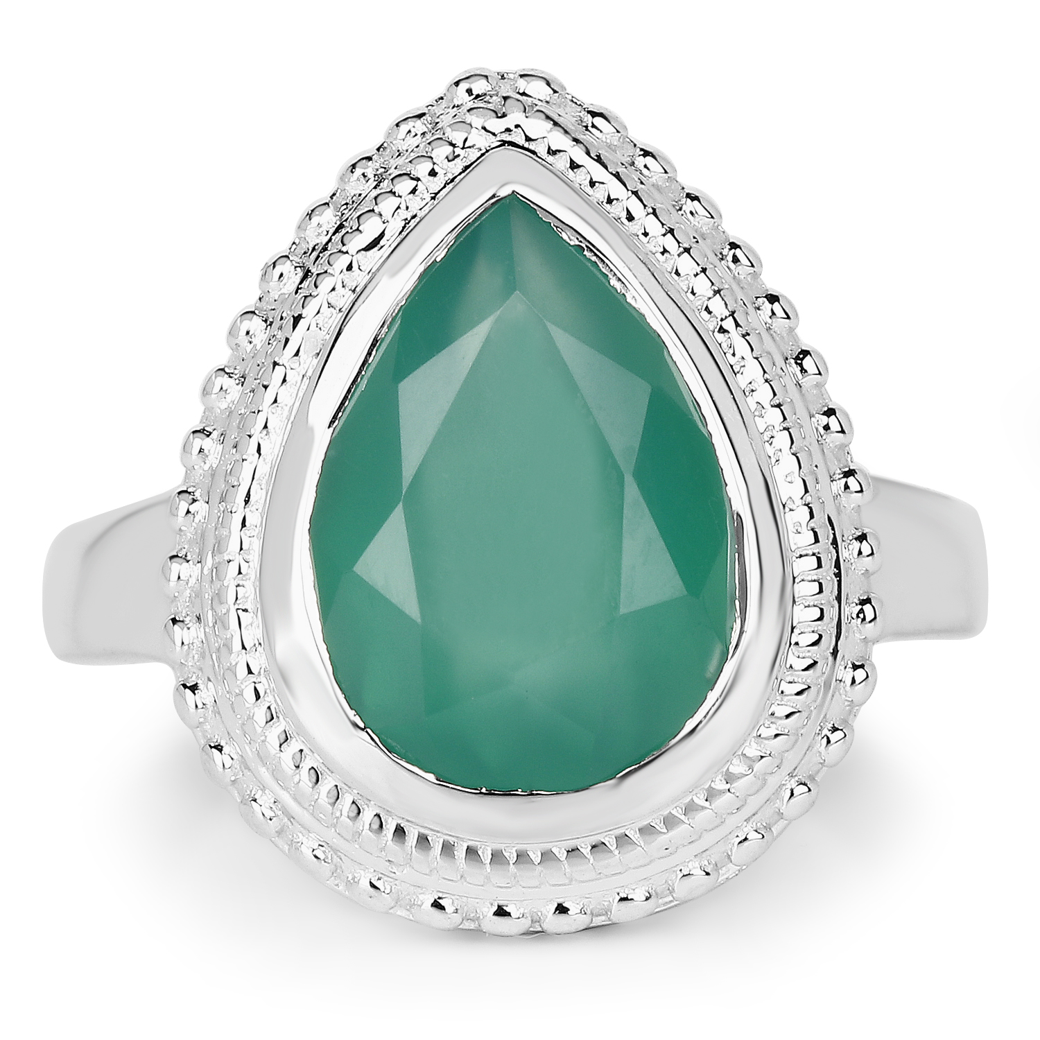 4.35 Carat Genuine Green Onyx .925 Sterling Silver Ring