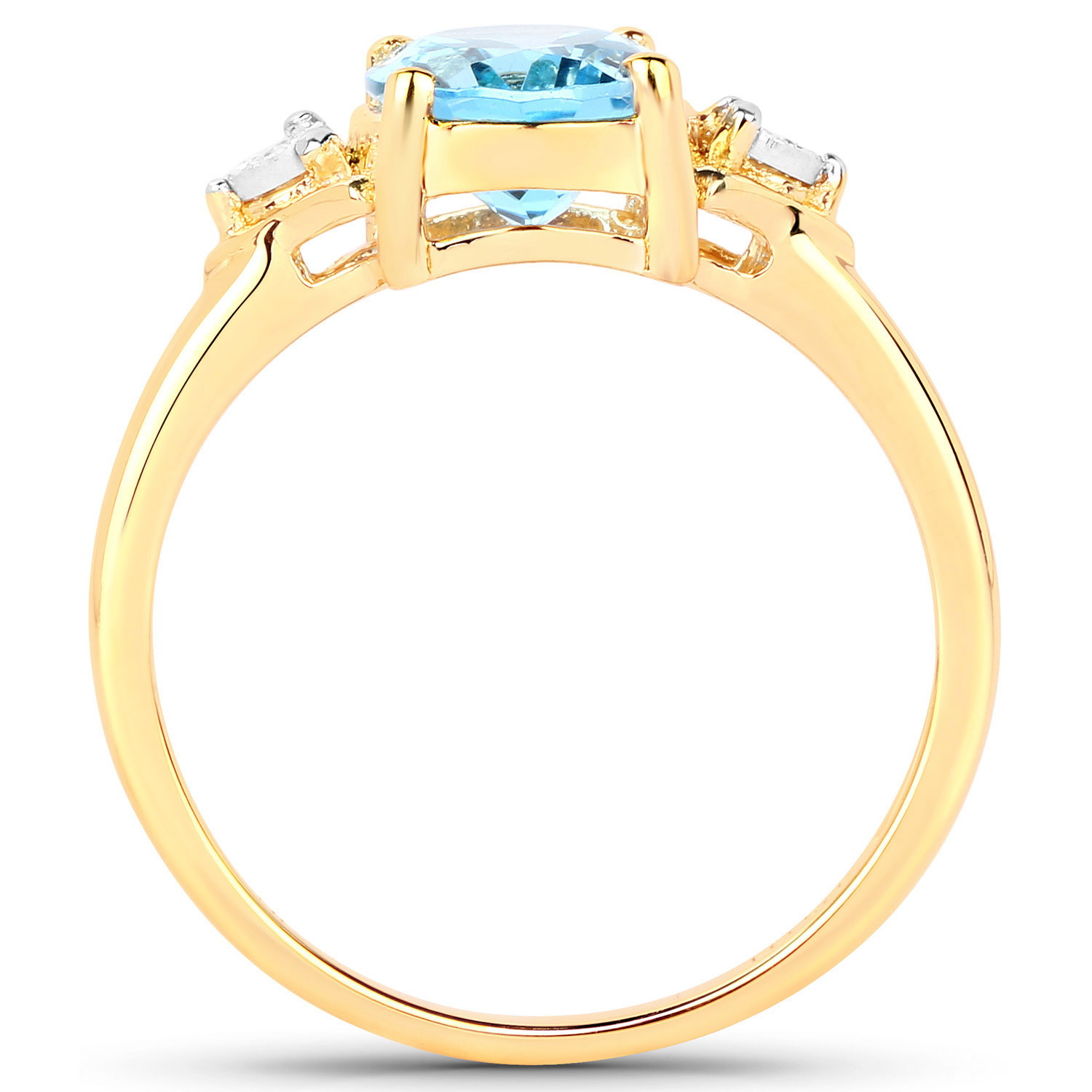 2.01 Carat Genuine Swiss Blue Topaz and White Zircon .925 Sterling Silver Ring