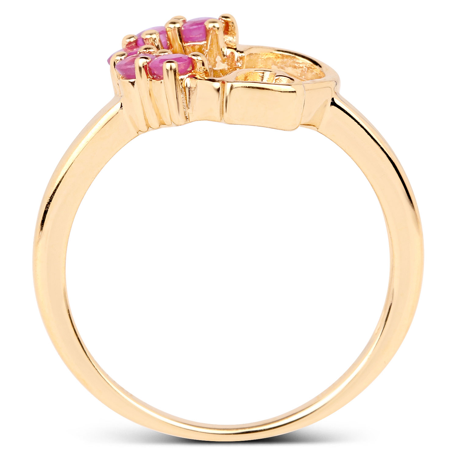 14K Yellow Gold Plated 0.43 Carat Genuine Ruby .925 Sterling Silver Ring