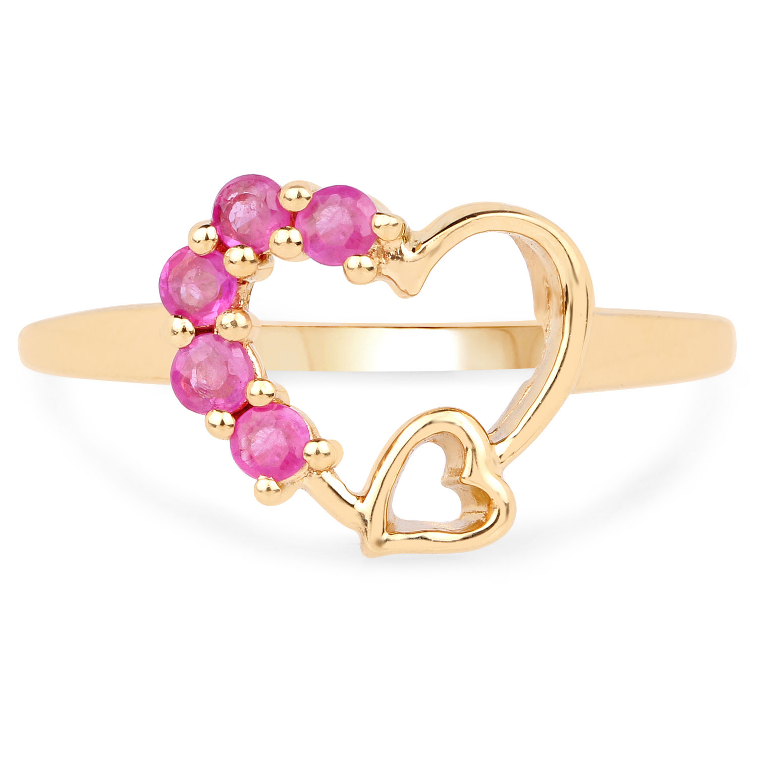 14K Yellow Gold Plated 0.43 Carat Genuine Ruby .925 Sterling Silver Ring