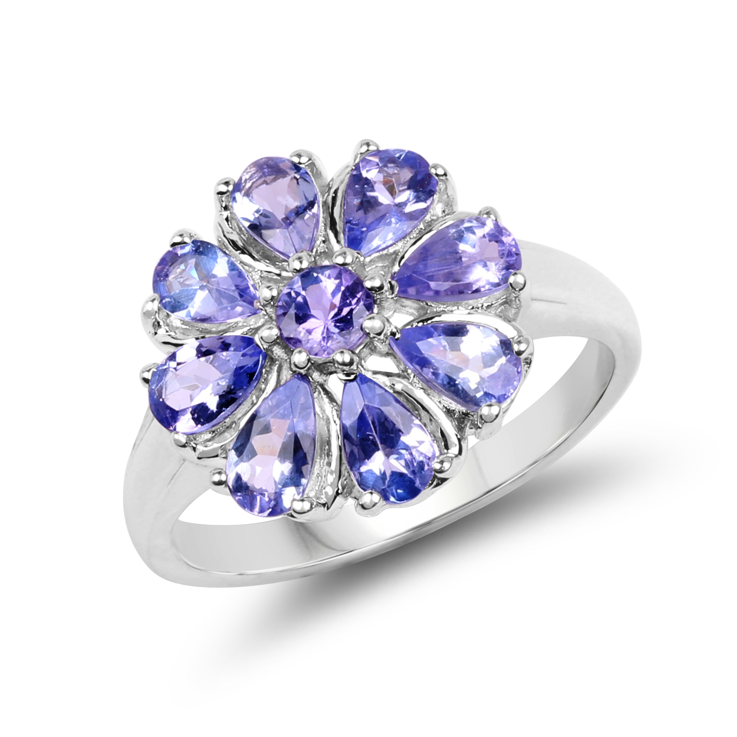 1.87 Carat Genuine Tanzanite .925 Sterling Silver Ring