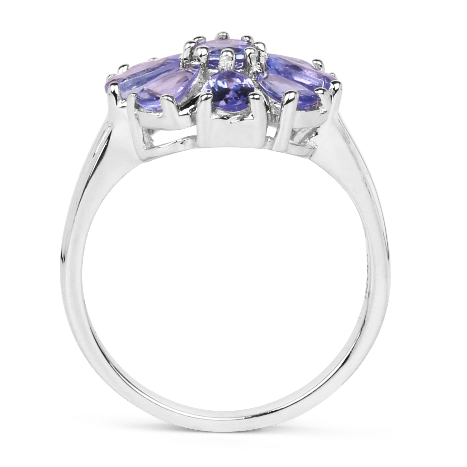 1.87 Carat Genuine Tanzanite .925 Sterling Silver Ring
