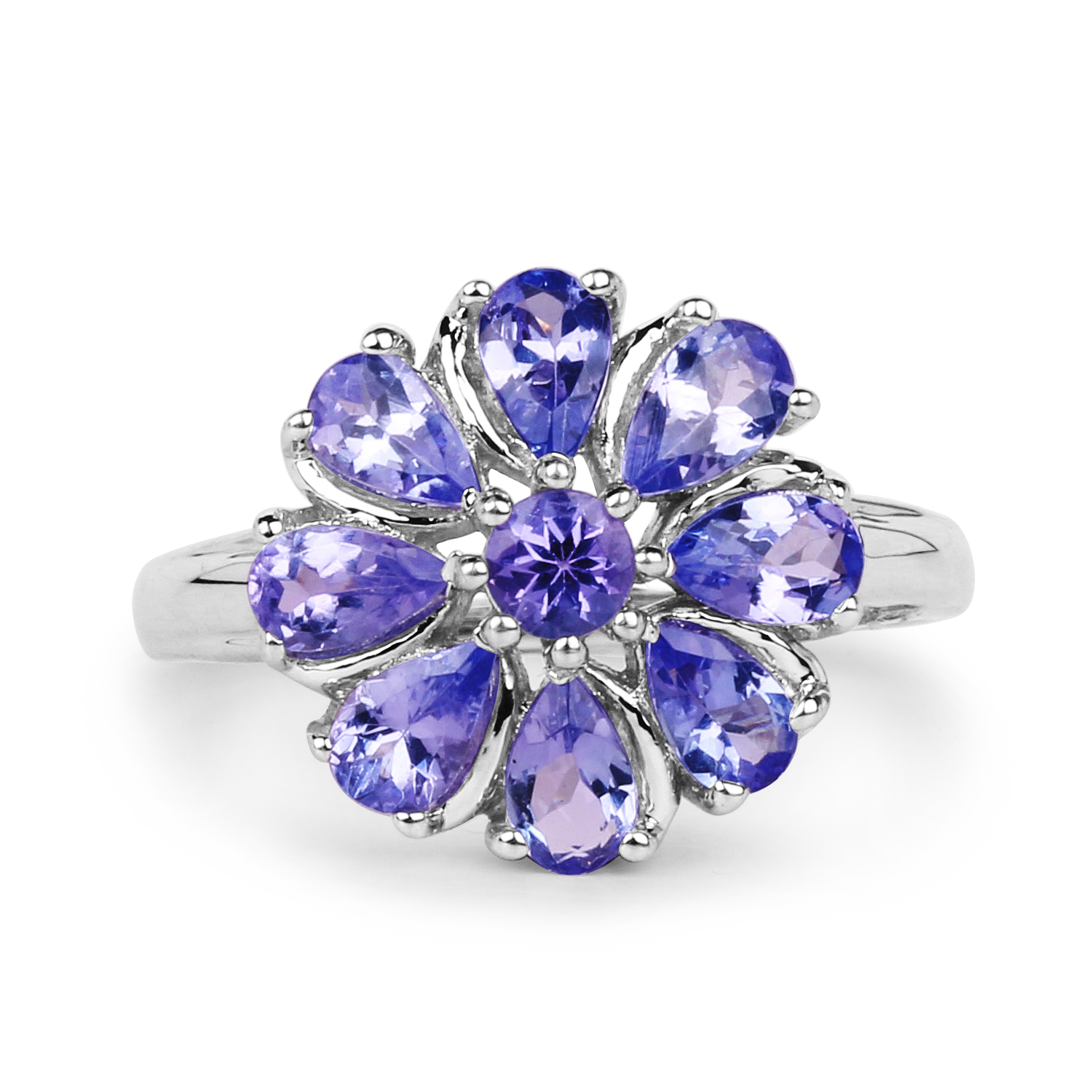 1.87 Carat Genuine Tanzanite .925 Sterling Silver Ring