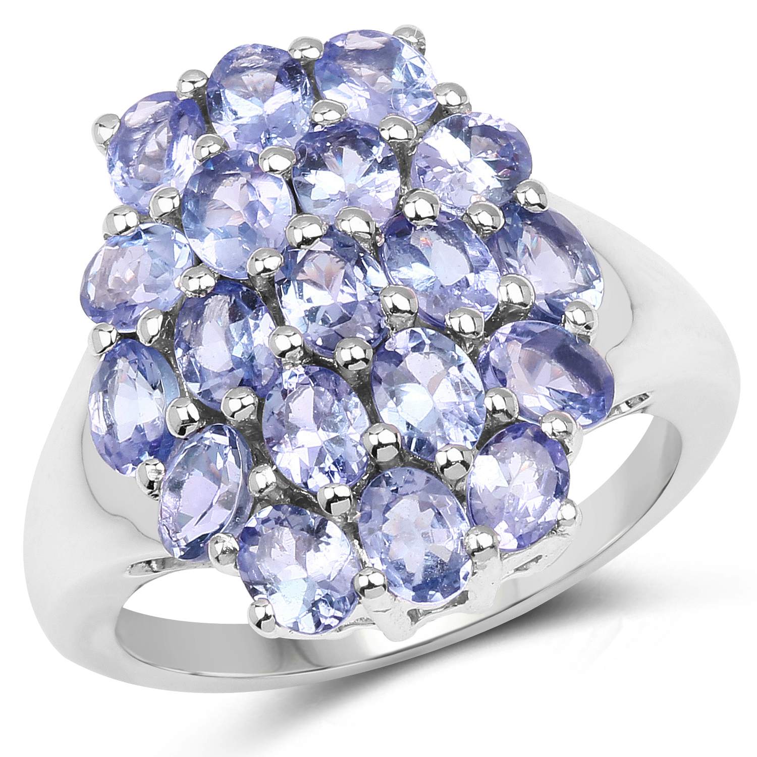 3.23 Carat Genuine Tanzanite .925 Sterling Silver Ring