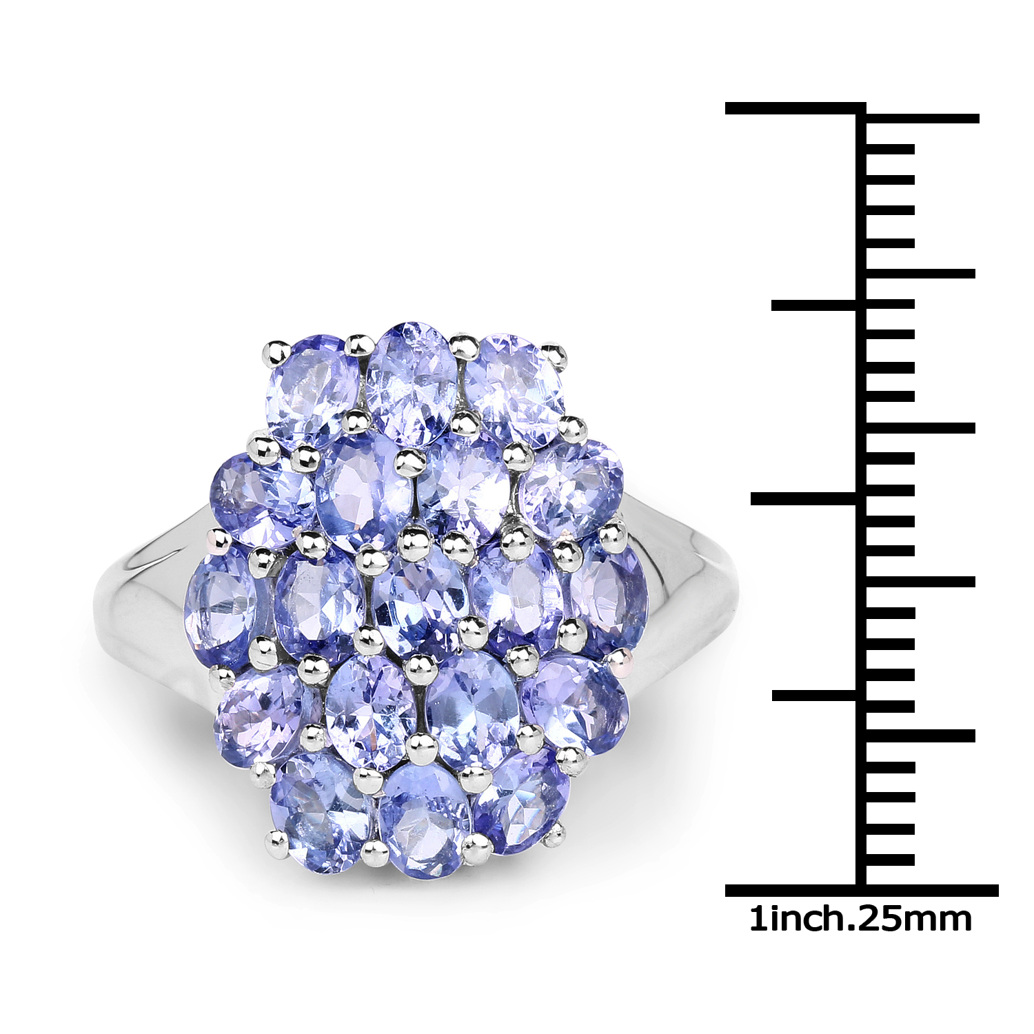 3.23 Carat Genuine Tanzanite .925 Sterling Silver Ring