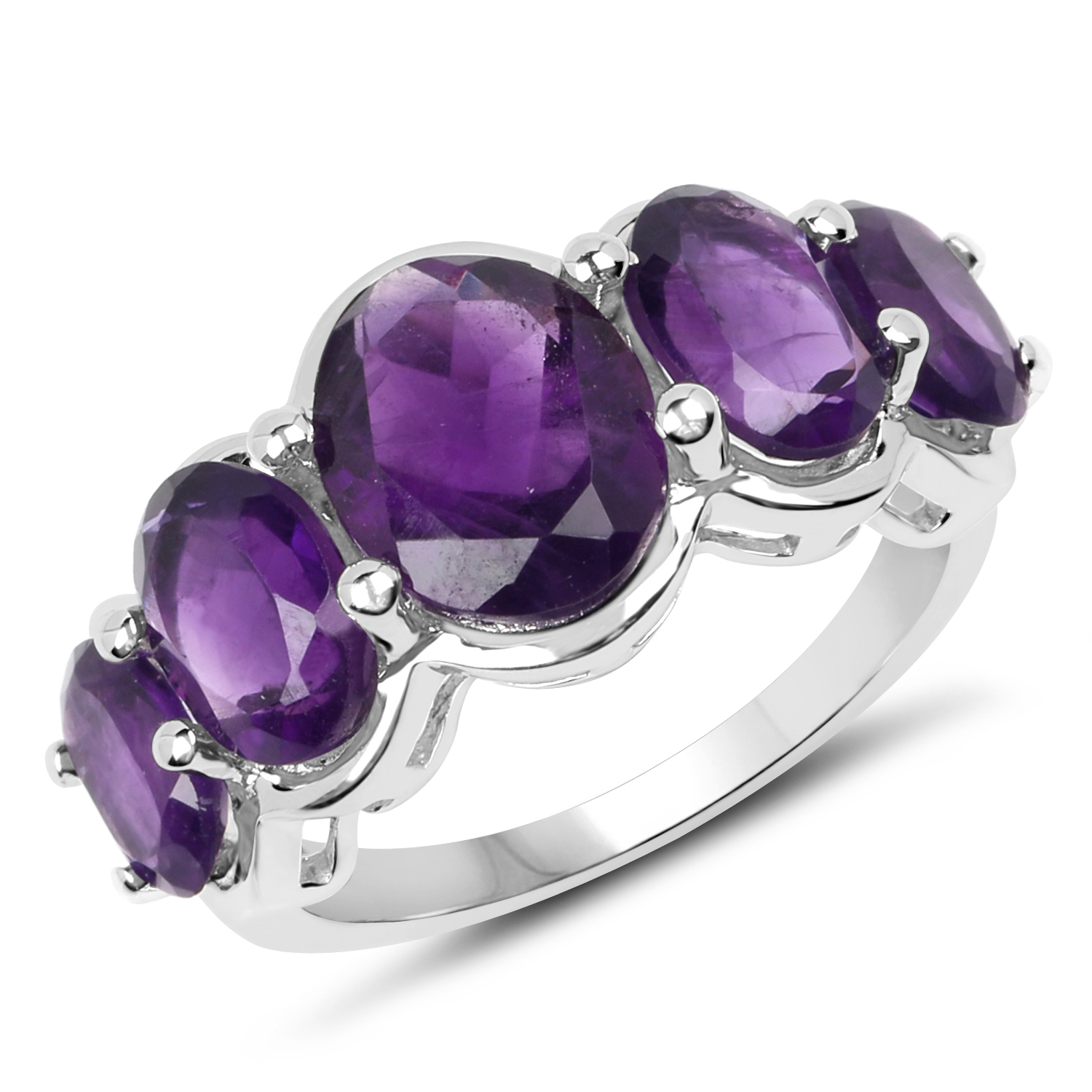 4.06 Carat Genuine Amethyst .925 Sterling Silver Ring
