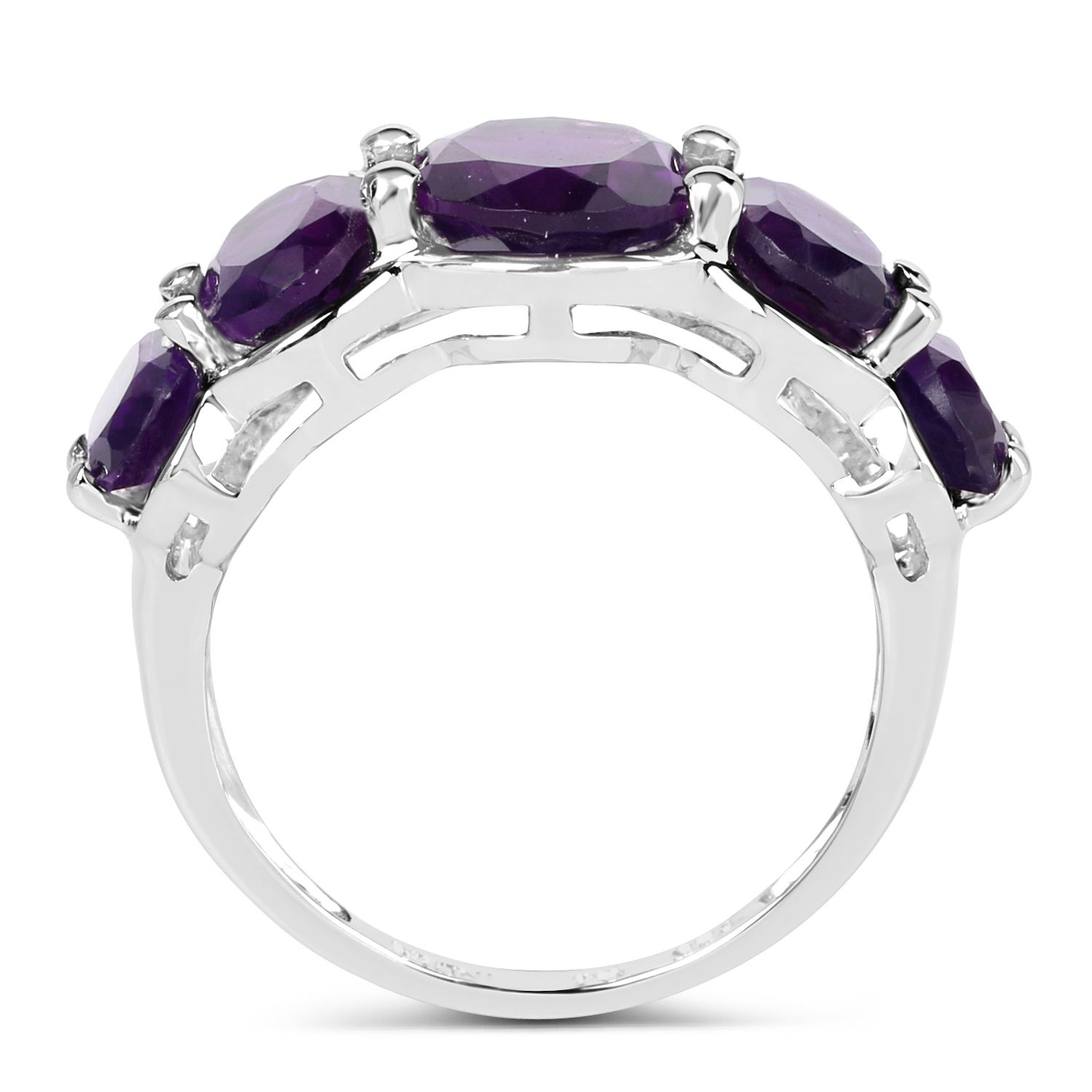 4.06 Carat Genuine Amethyst .925 Sterling Silver Ring
