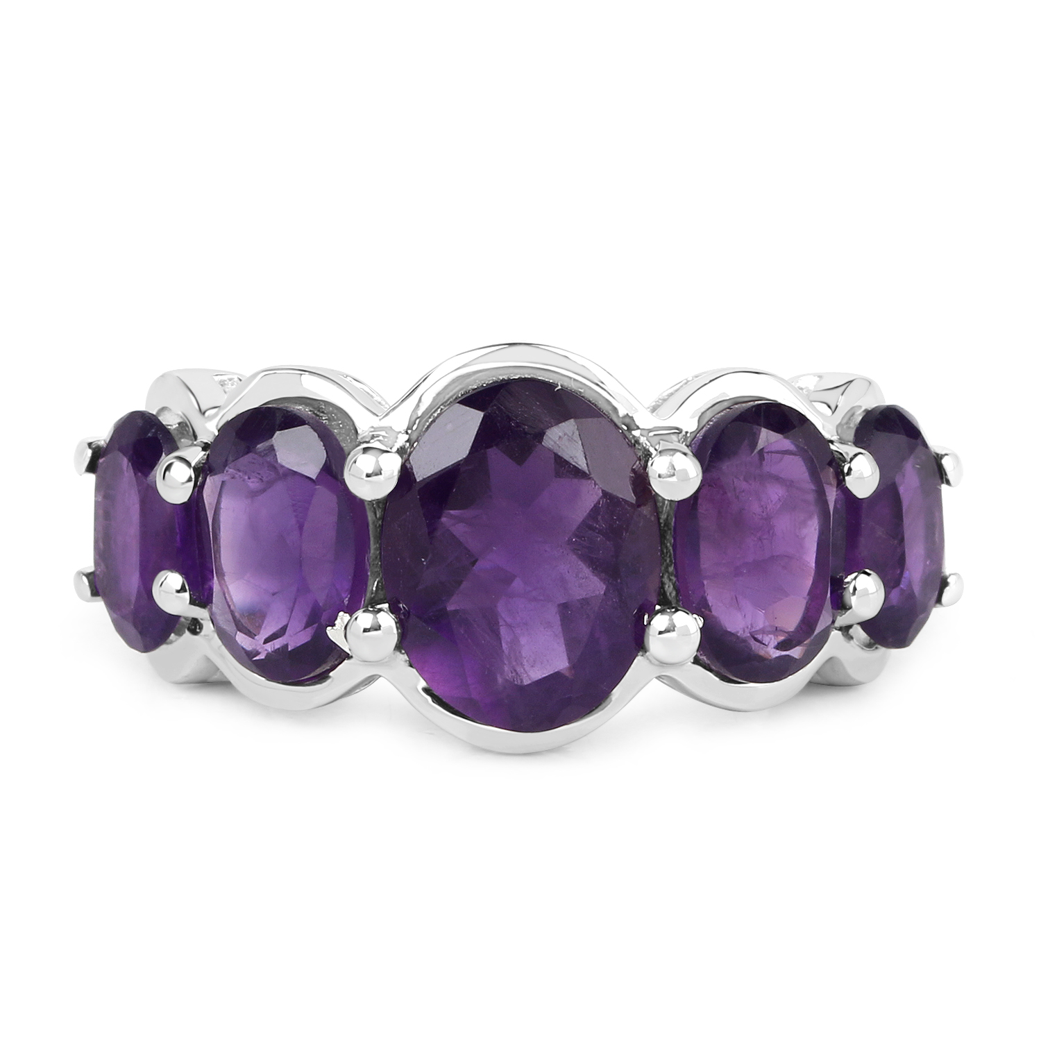 4.06 Carat Genuine Amethyst .925 Sterling Silver Ring