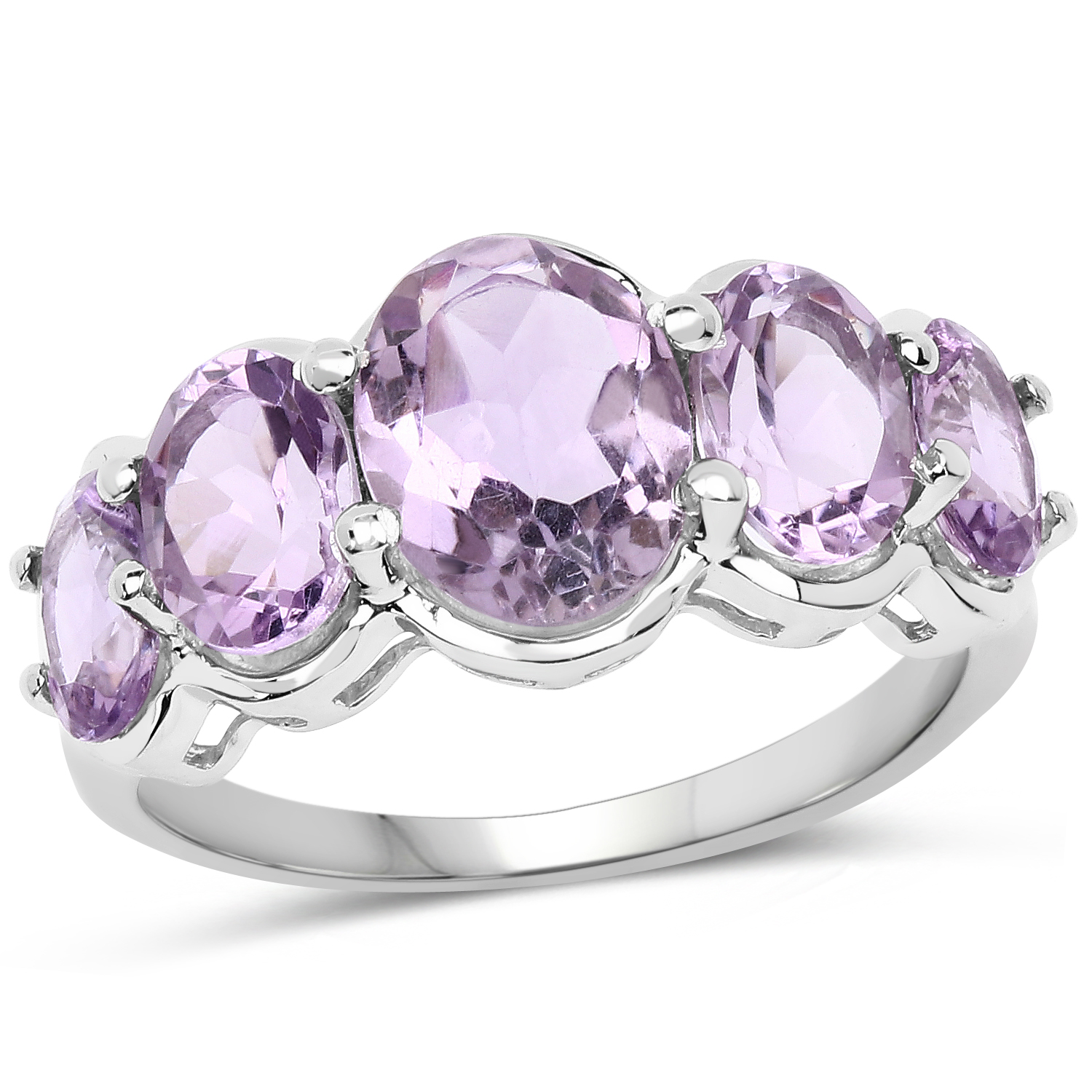 4.02 Carat Genuine Pink Amethyst .925 Sterling Silver Ring
