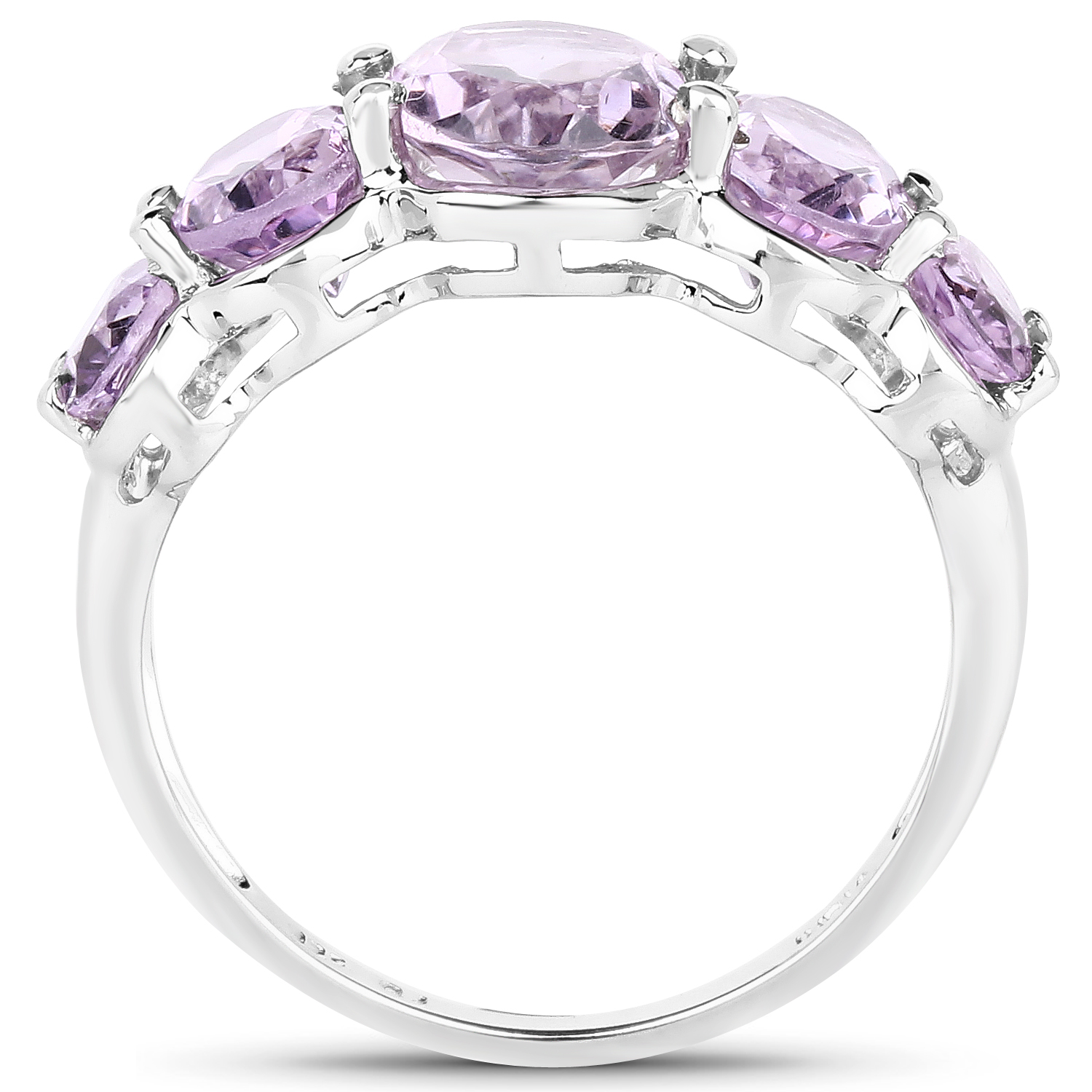 4.02 Carat Genuine Pink Amethyst .925 Sterling Silver Ring