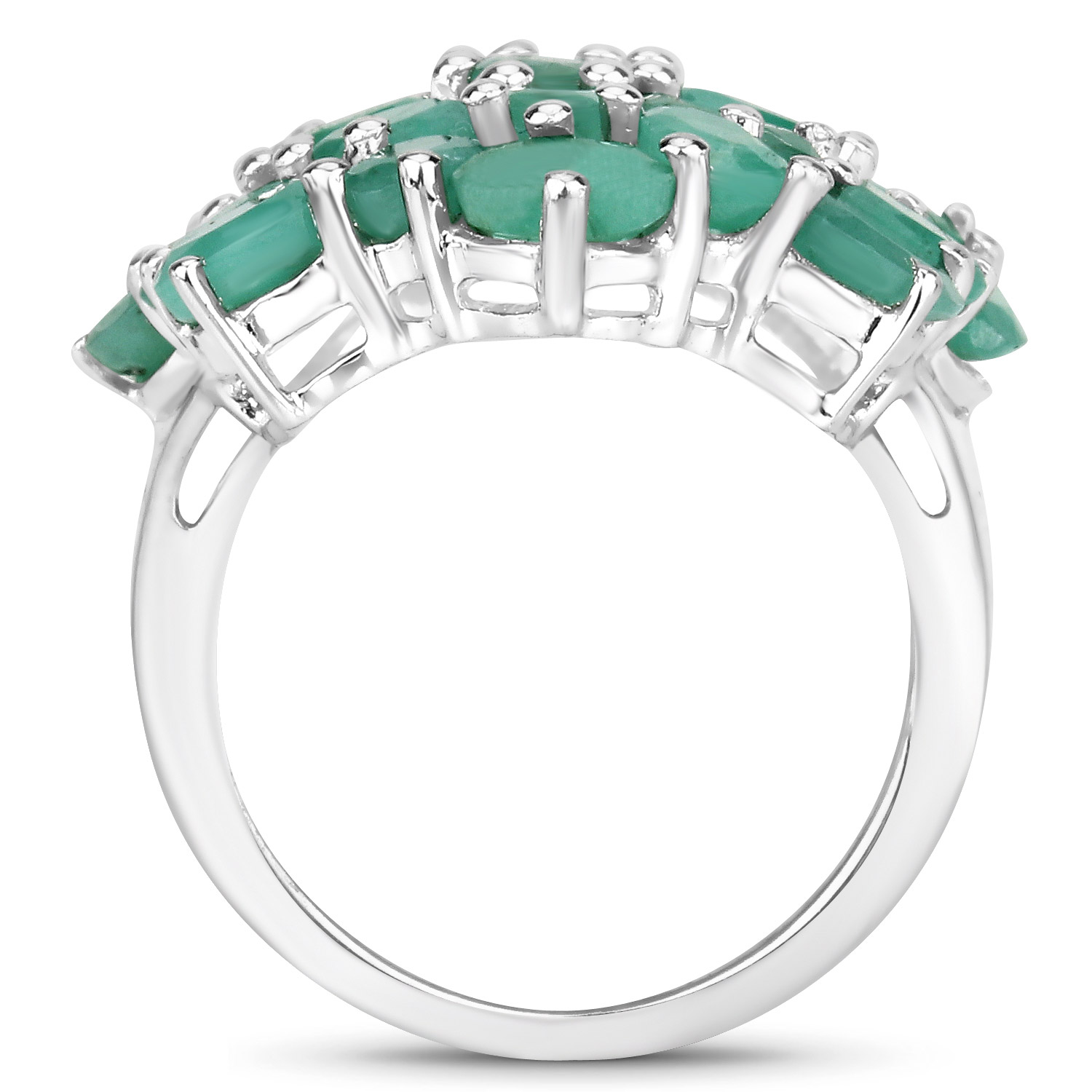 5.88 Carat Genuine Emerald .925 Sterling Silver Ring