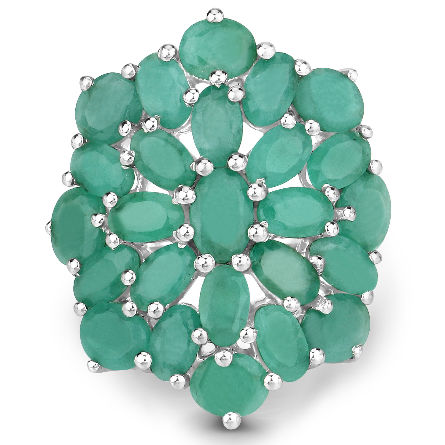 5.88 Carat Genuine Emerald .925 Sterling Silver Ring