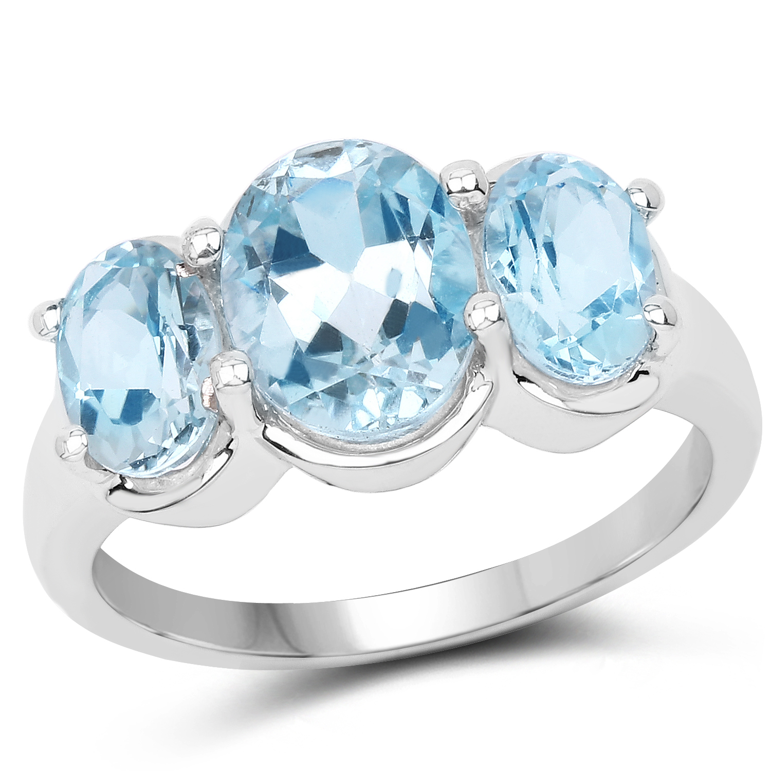 3.90 Carat Genuine Blue Topaz .925 Sterling Silver Ring