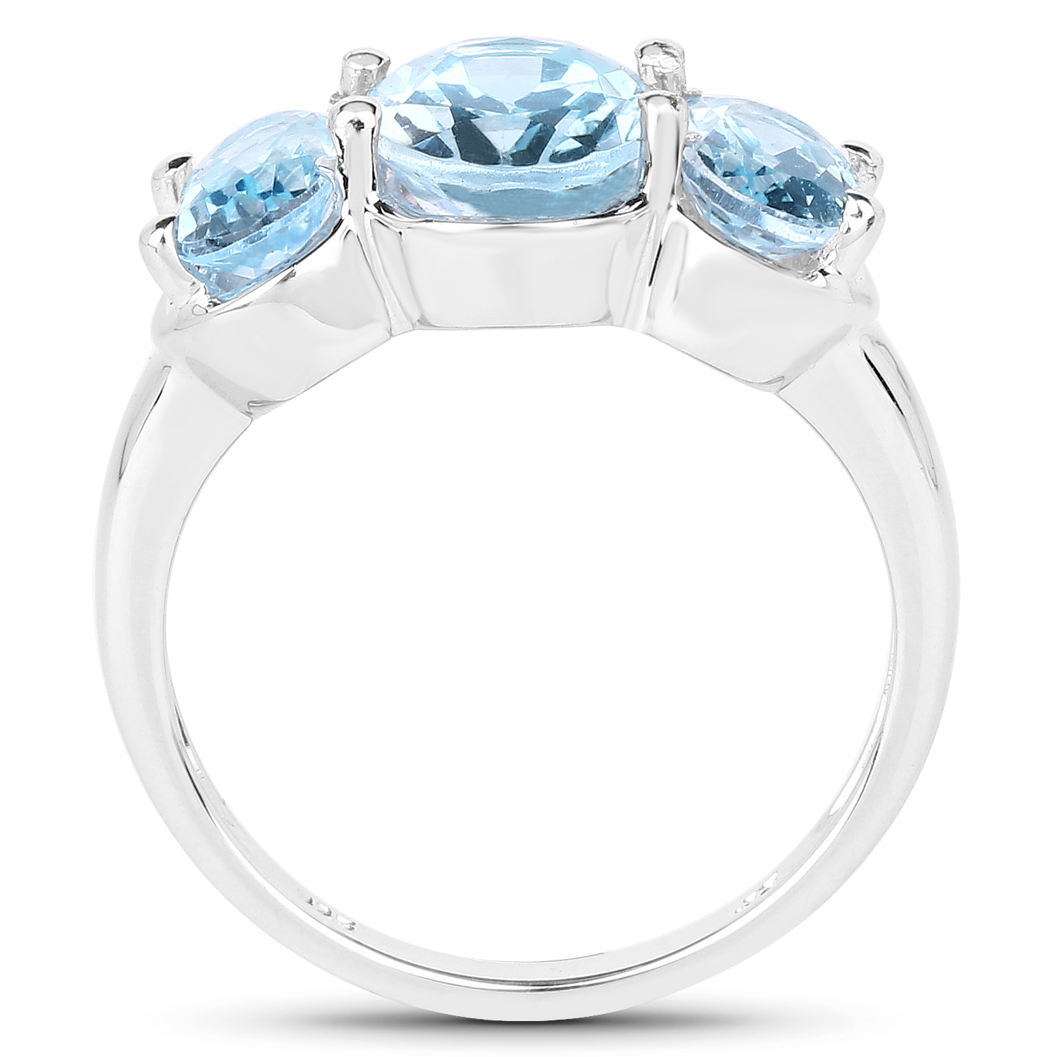 3.90 Carat Genuine Blue Topaz .925 Sterling Silver Ring