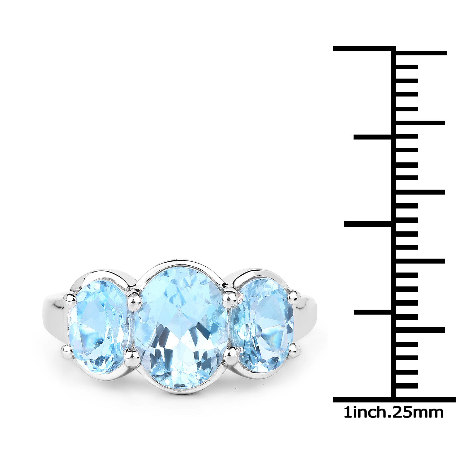 3.90 Carat Genuine Blue Topaz .925 Sterling Silver Ring