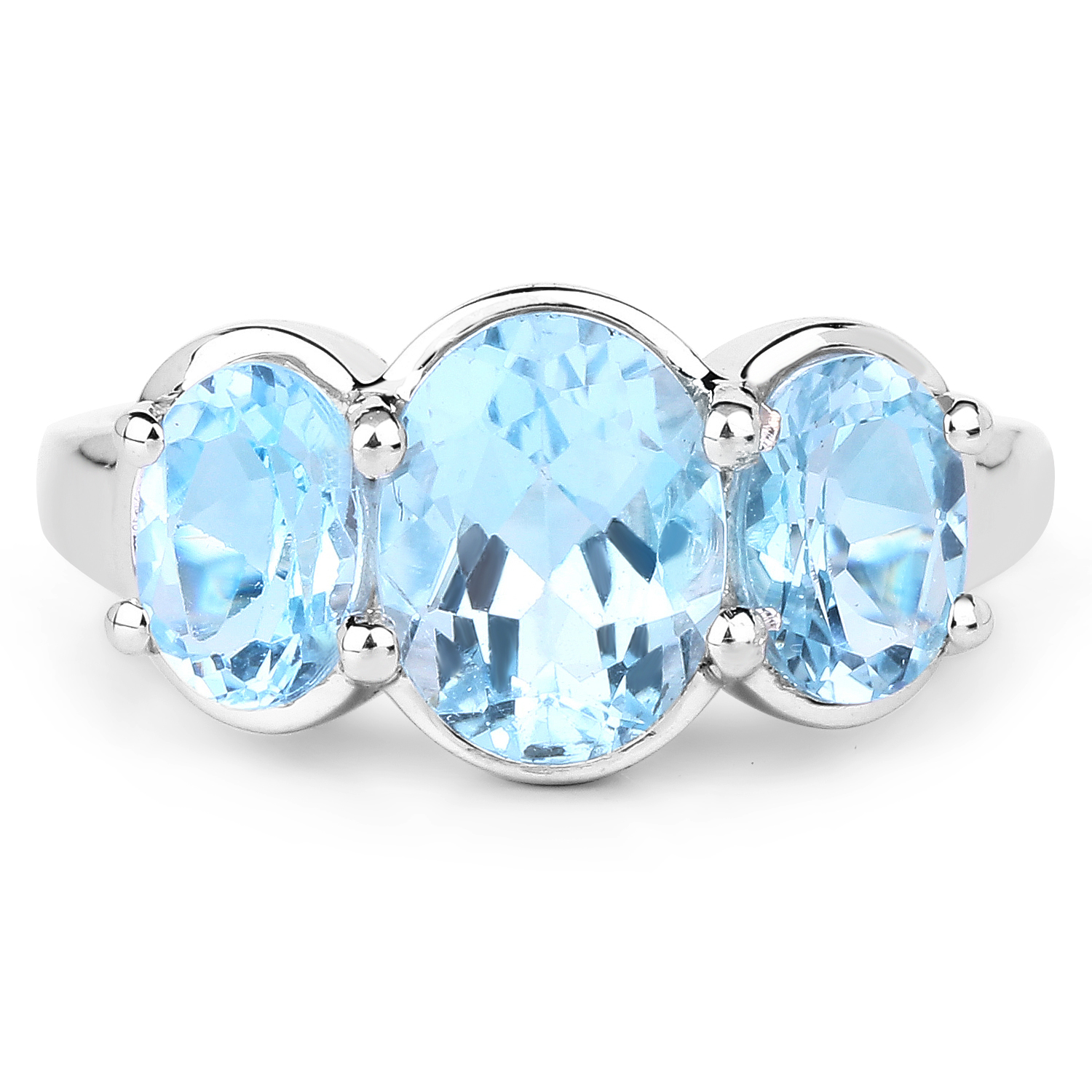 3.90 Carat Genuine Blue Topaz .925 Sterling Silver Ring