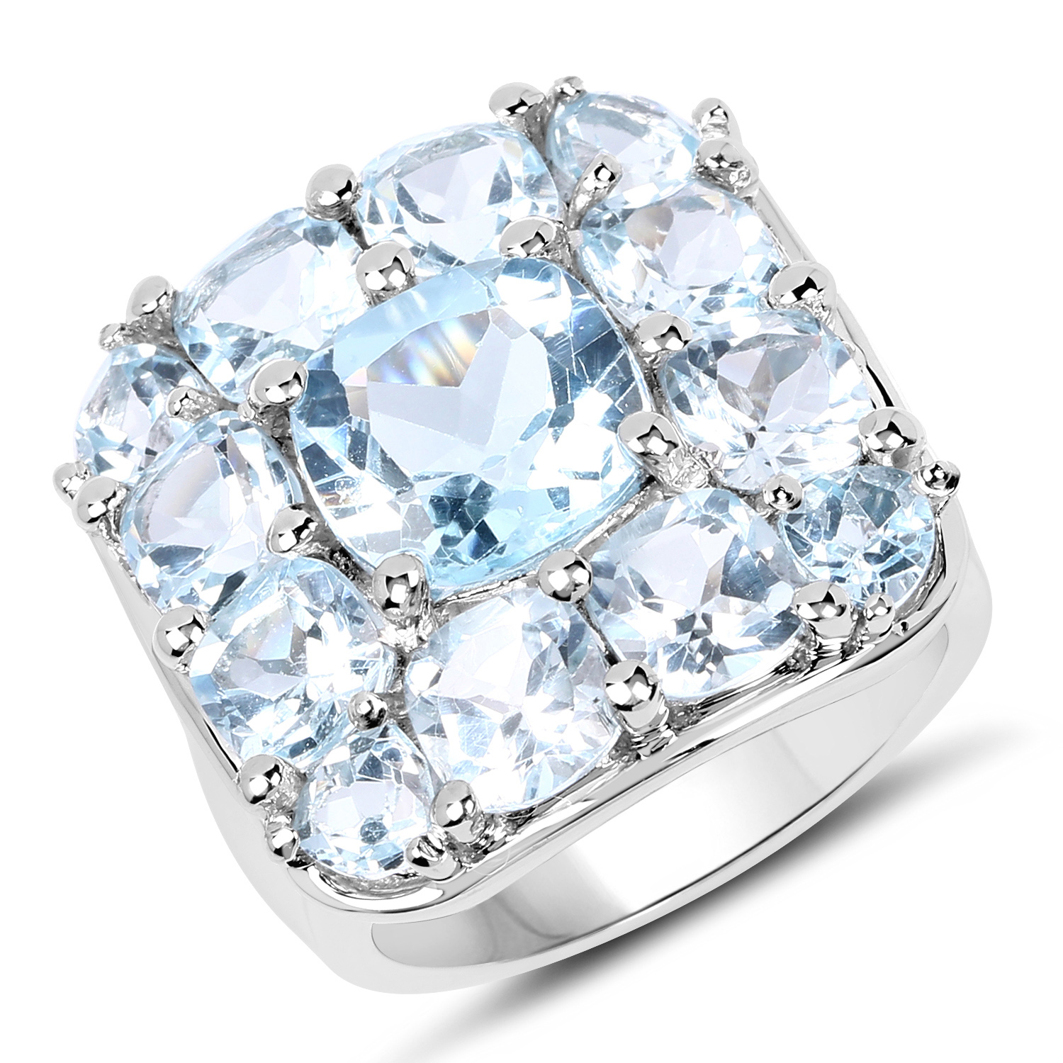 10.05 Carat Genuine Blue Topaz .925 Sterling Silver Ring