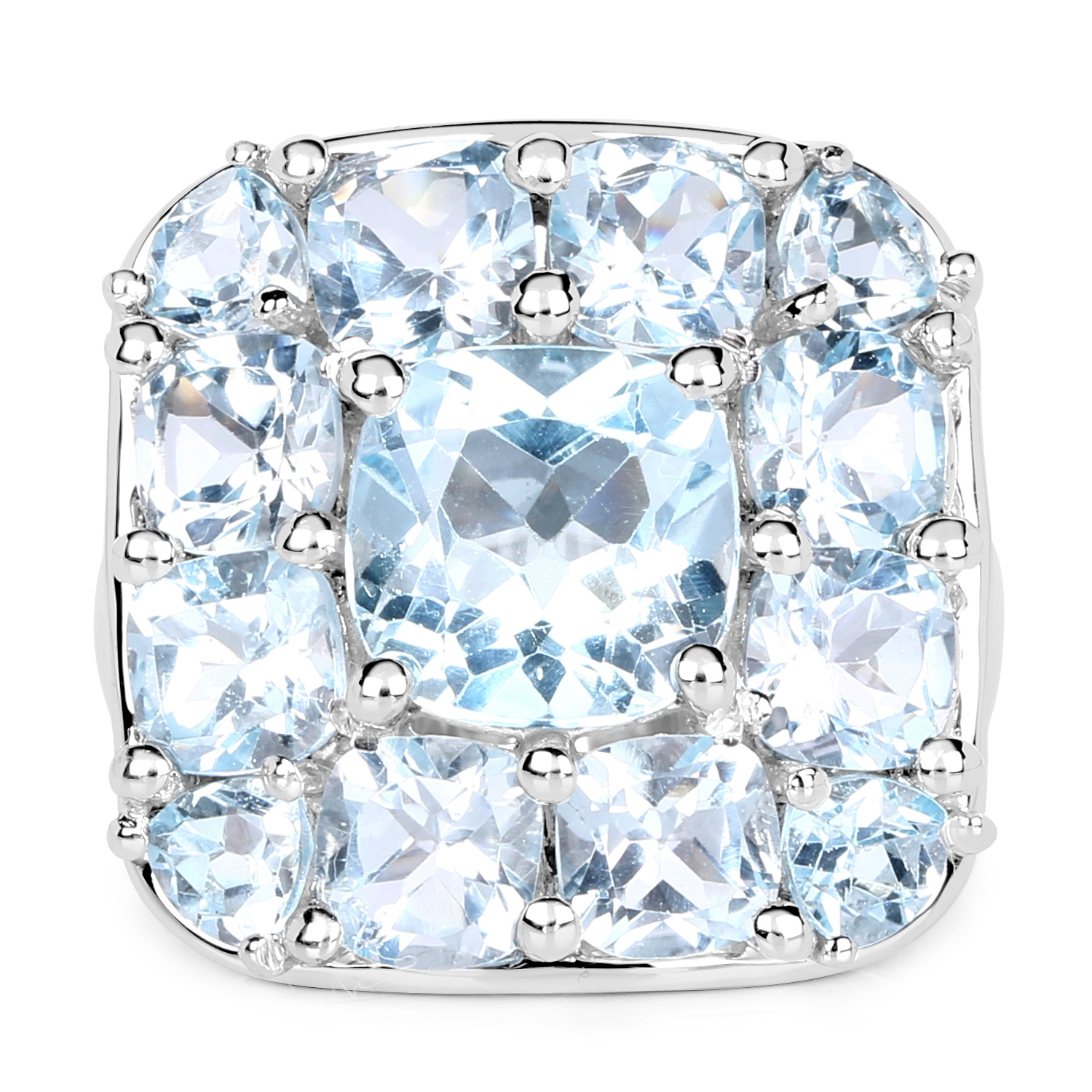 10.05 Carat Genuine Blue Topaz .925 Sterling Silver Ring