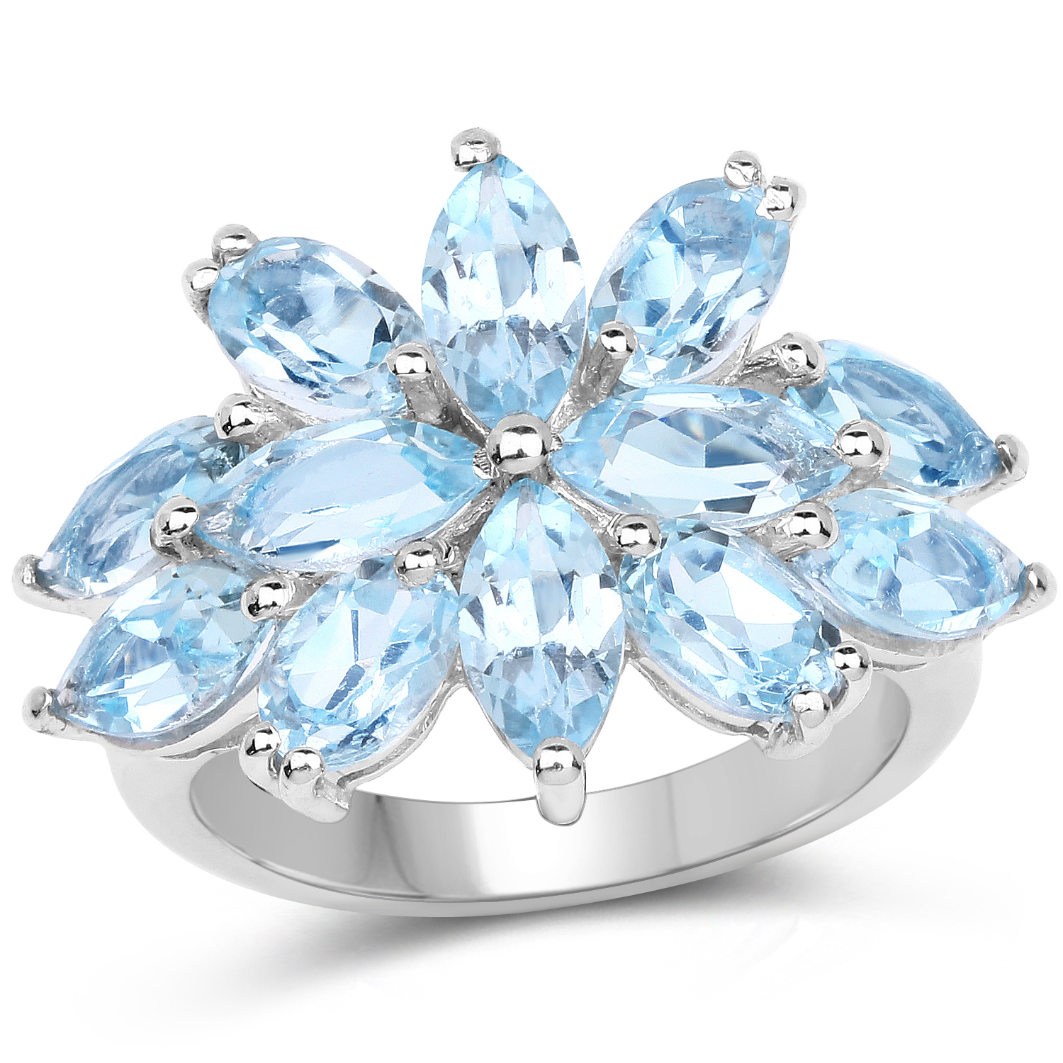 7.28 Carat Genuine Blue Topaz .925 Sterling Silver Ring