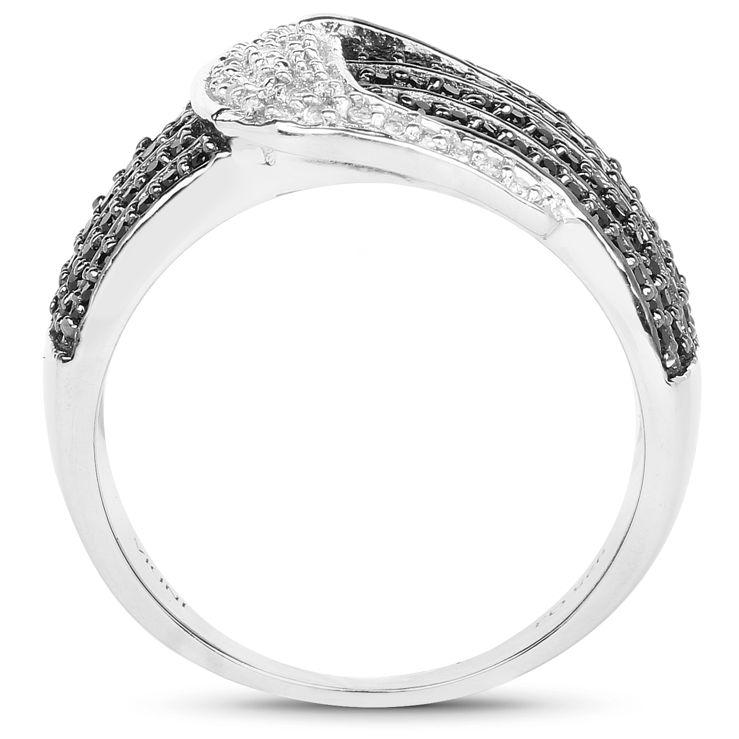 0.85 Carat Genuine Black Spinel & White Topaz .925 Sterling Silver Ring