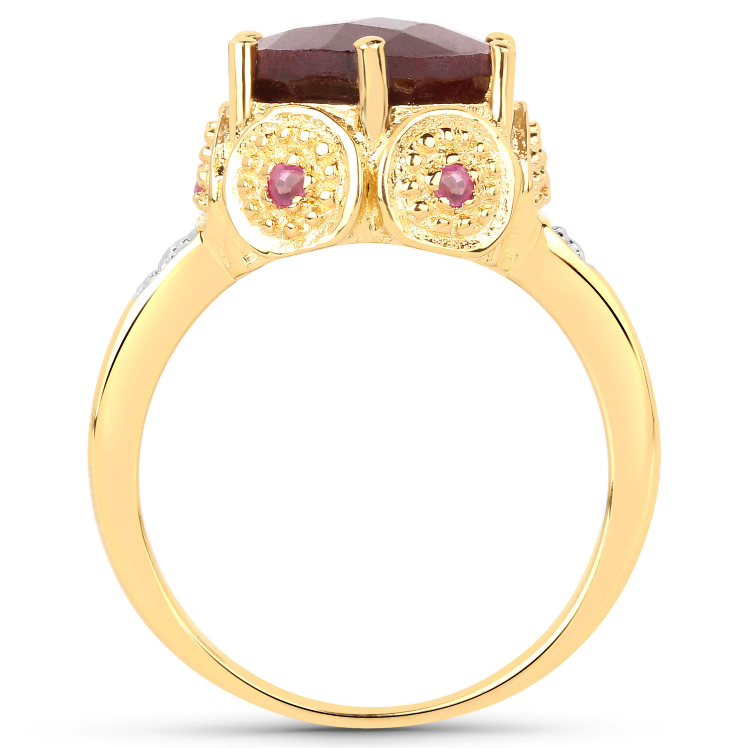 6.44 Carat Dyed Ruby and White Diamond .925 Sterling Silver Ring