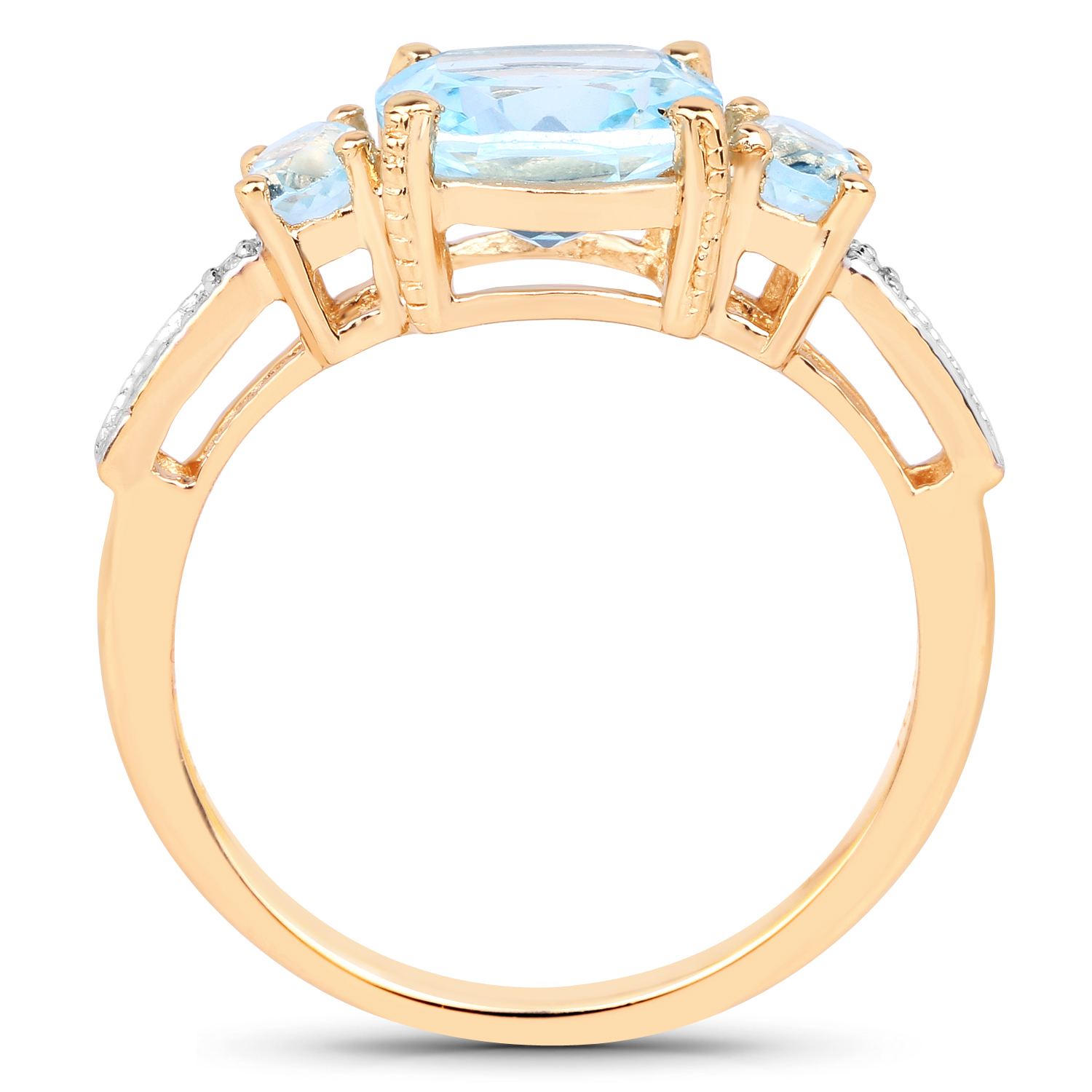 14K Yellow Gold Plated 2.68 Carat Genuine Blue Topaz and 0.01 ct 