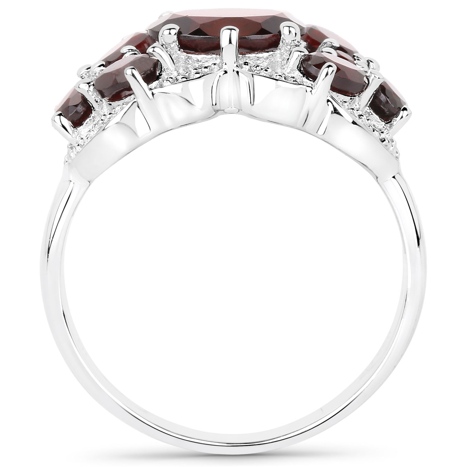 2.54 Carat Genuine Garnet and White Diamond .925 Sterling Silver Ring