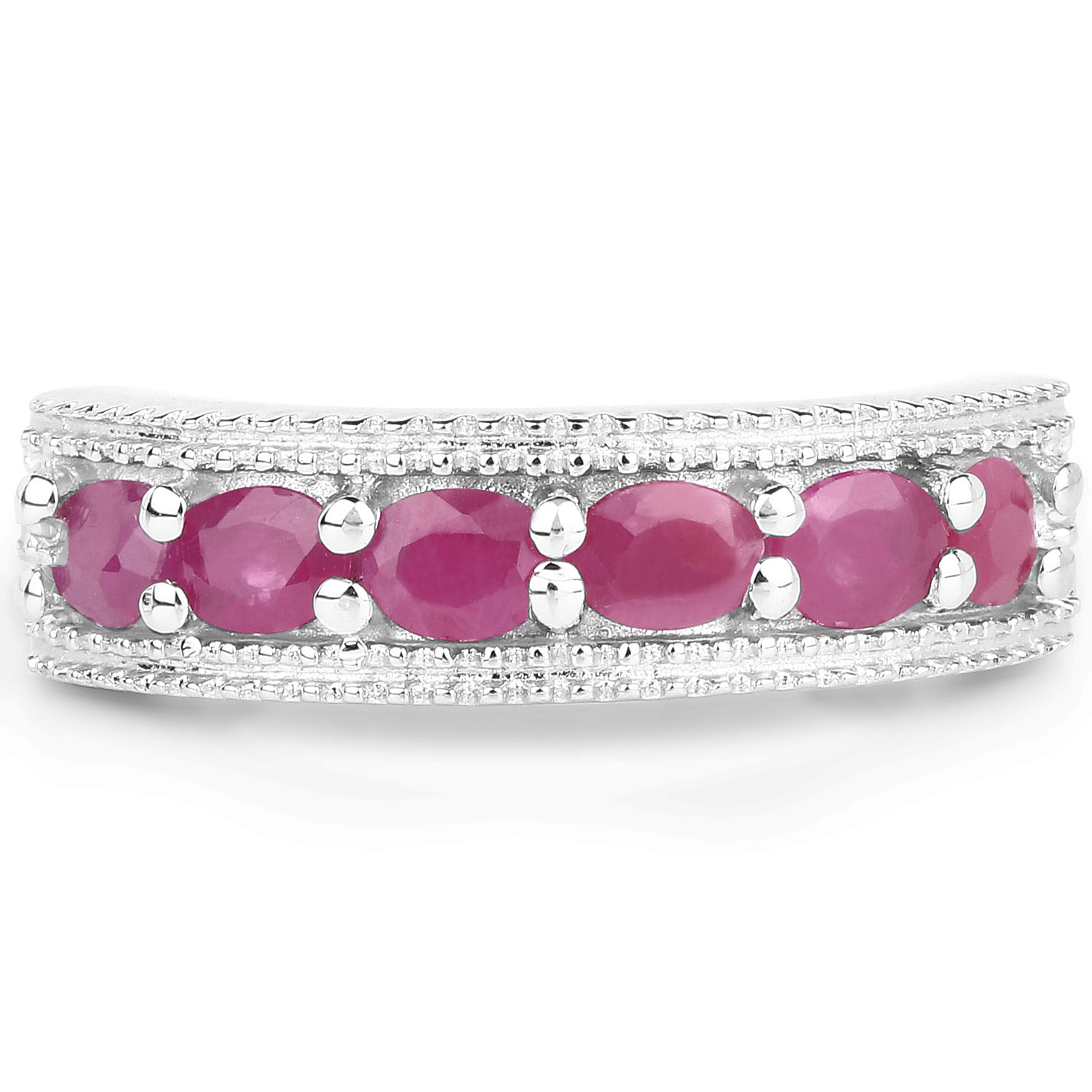 1.33 Carat Genuine Ruby and White Diamond .925 Sterling Silver Ring