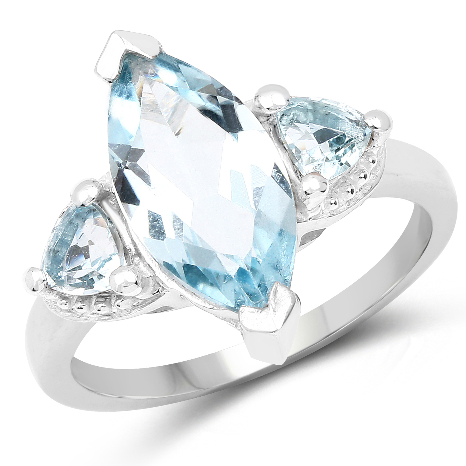 3.10 Carat Genuine Blue Topaz .925 Sterling Silver Ring