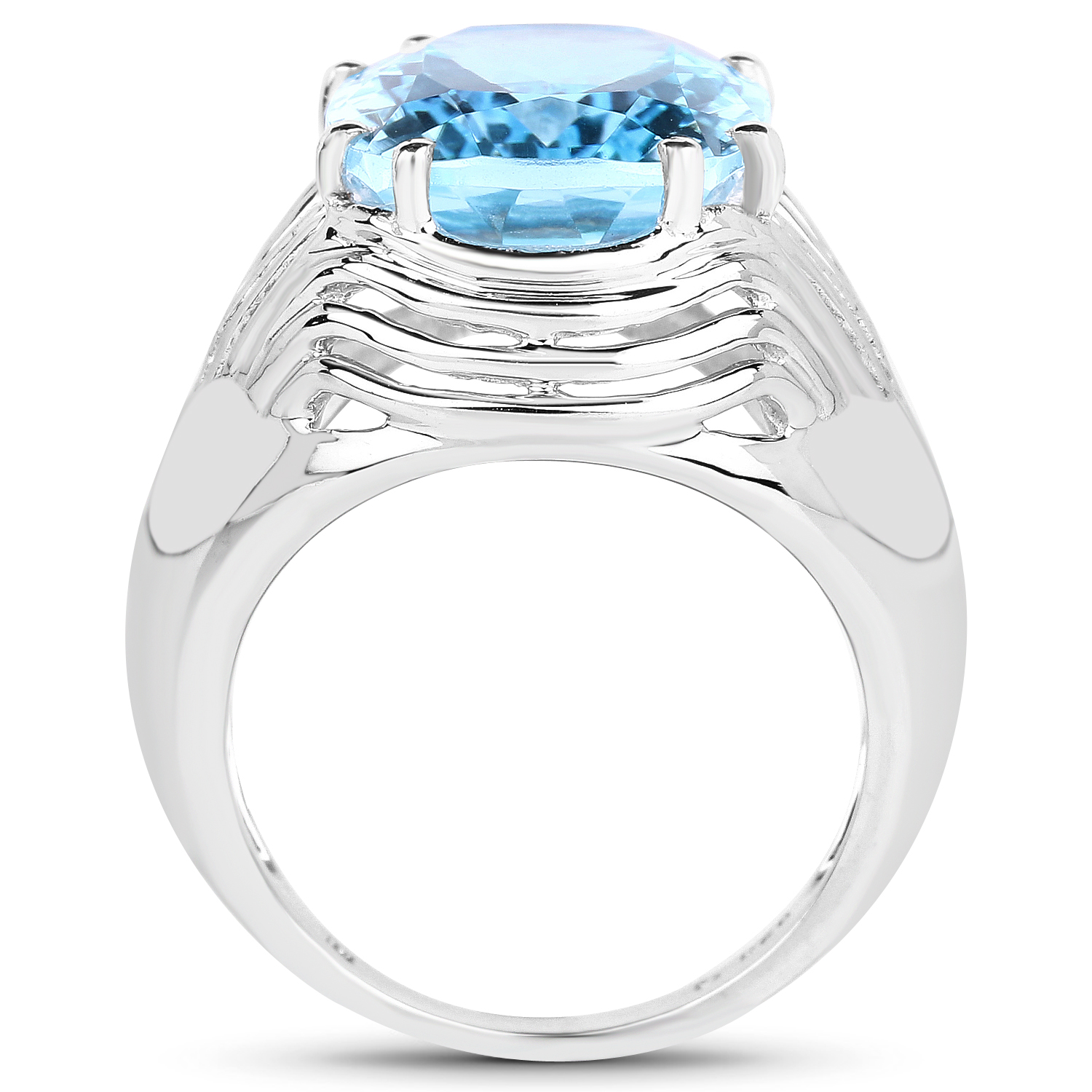 12.10 Carat Genuine Blue Topaz .925 Sterling Silver Ring