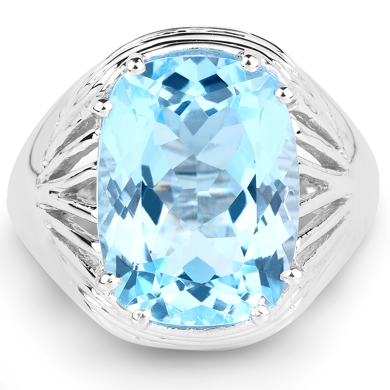12.10 Carat Genuine Blue Topaz .925 Sterling Silver Ring