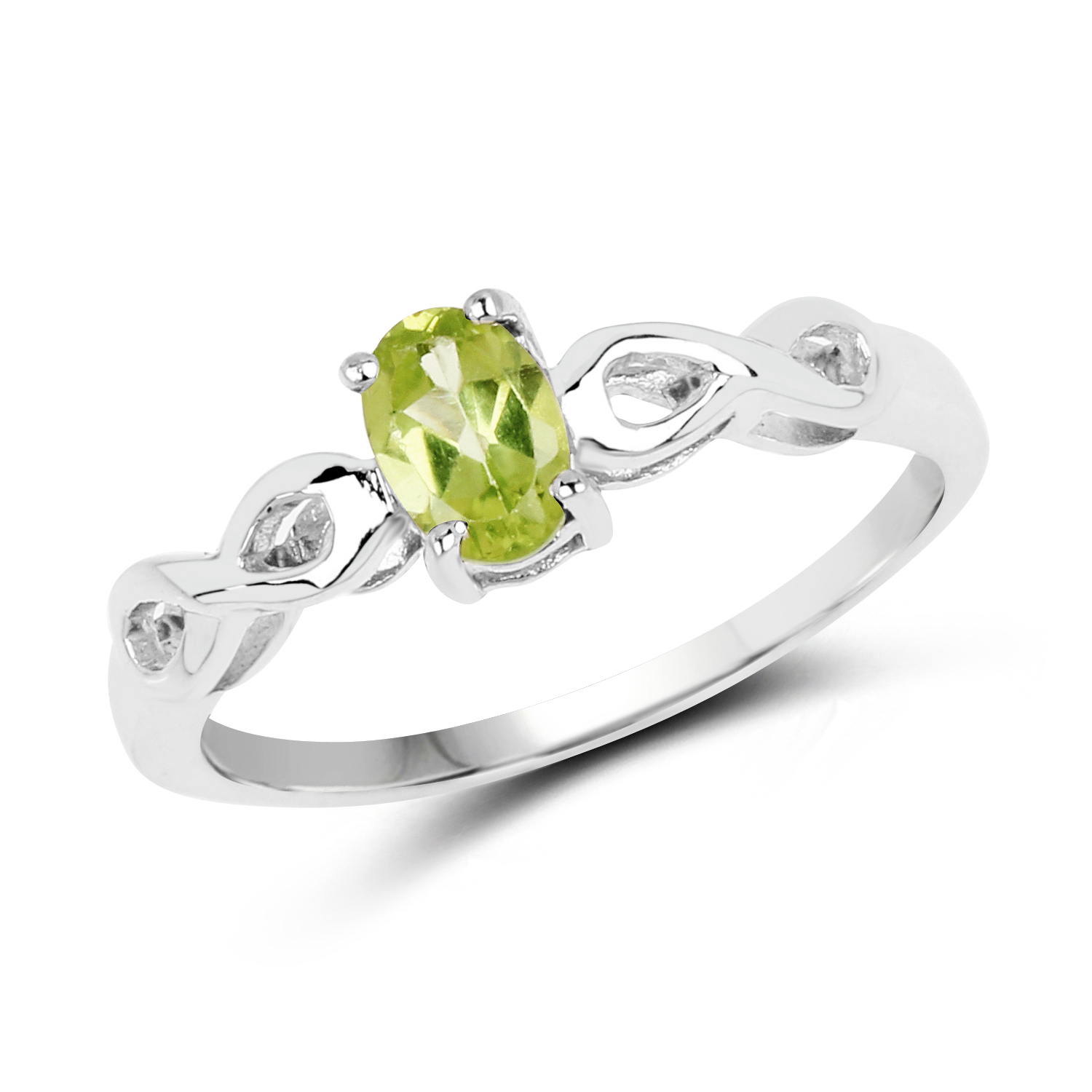 0.45 Carat Genuine Peridot .925 Sterling Silver Ring