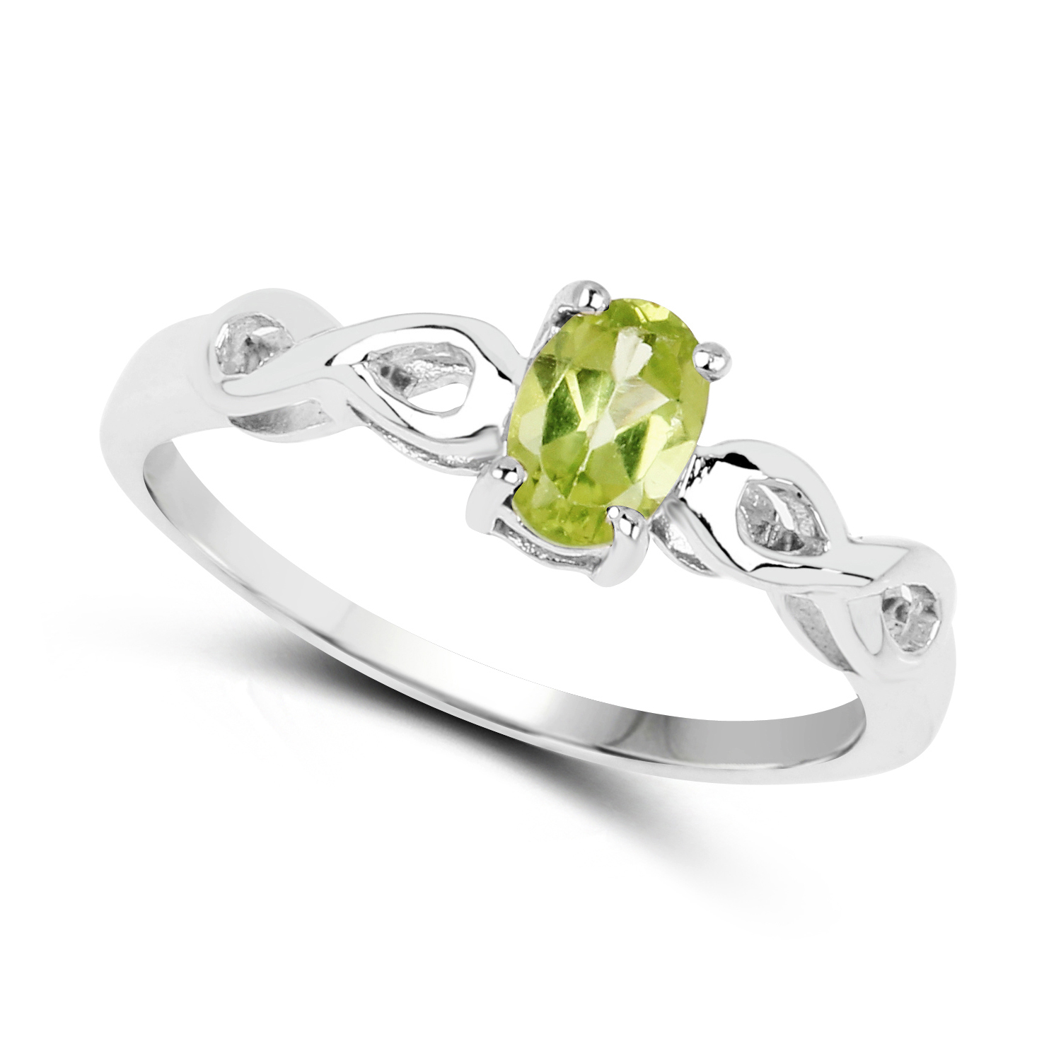 0.45 Carat Genuine Peridot .925 Sterling Silver Ring