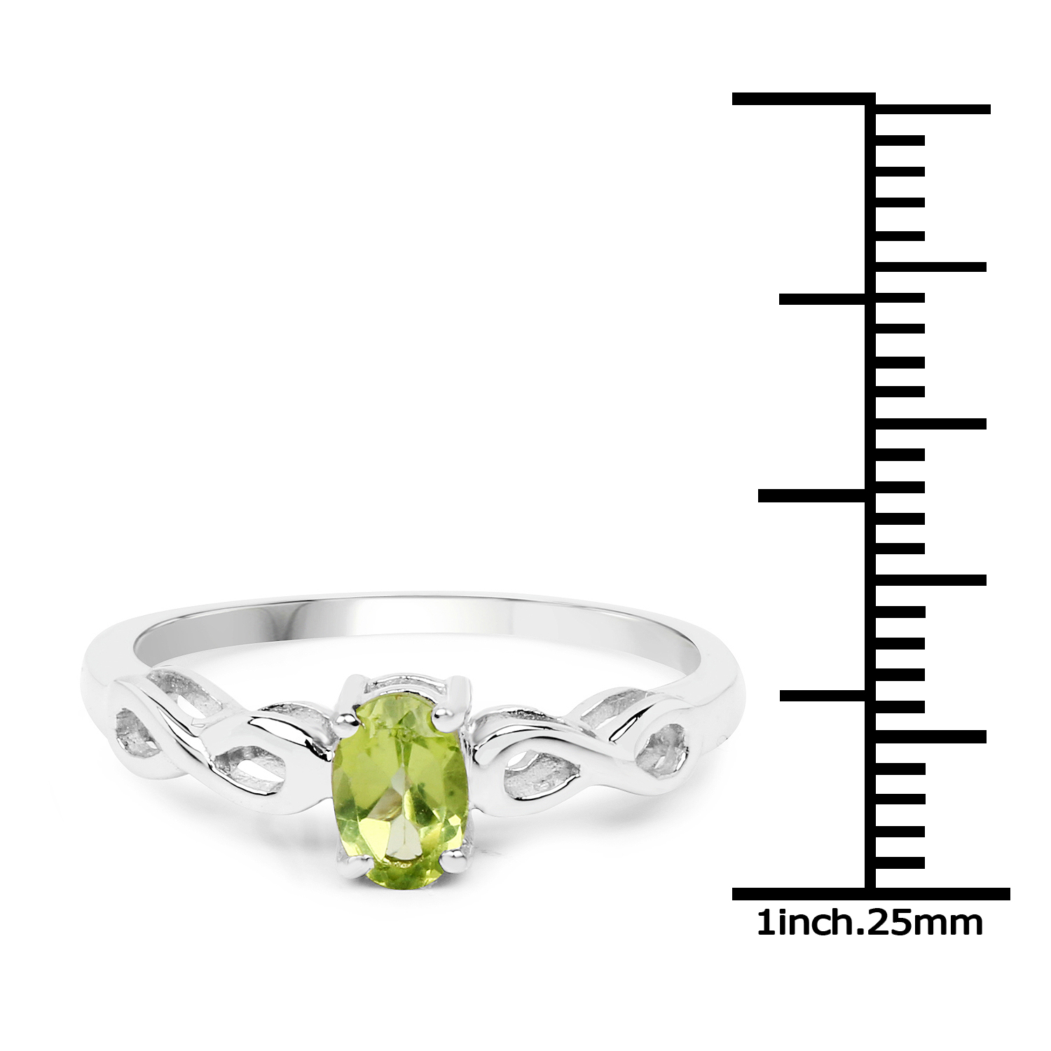 0.45 Carat Genuine Peridot .925 Sterling Silver Ring